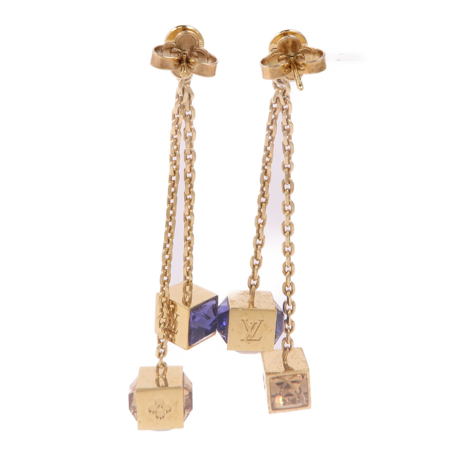 LOUIS VUITTON LV Earrings Metal Gold Blue