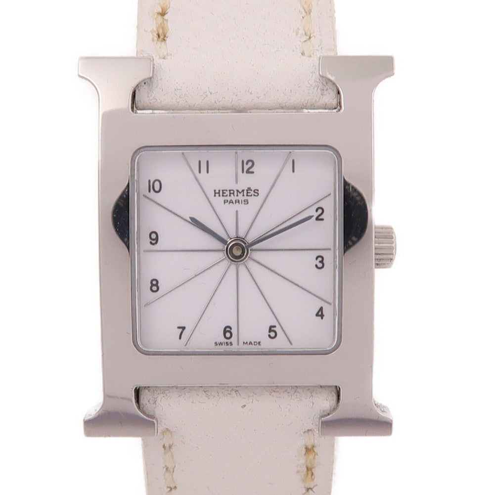 HERMES Heure H Quartz Watch HH1.210 Stainless Steel White