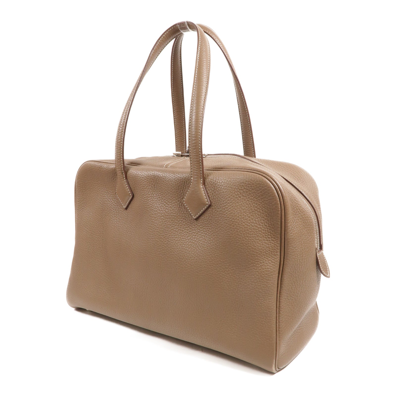 HERMES Clemence皮革Victoria 35手挽袋Etoupe