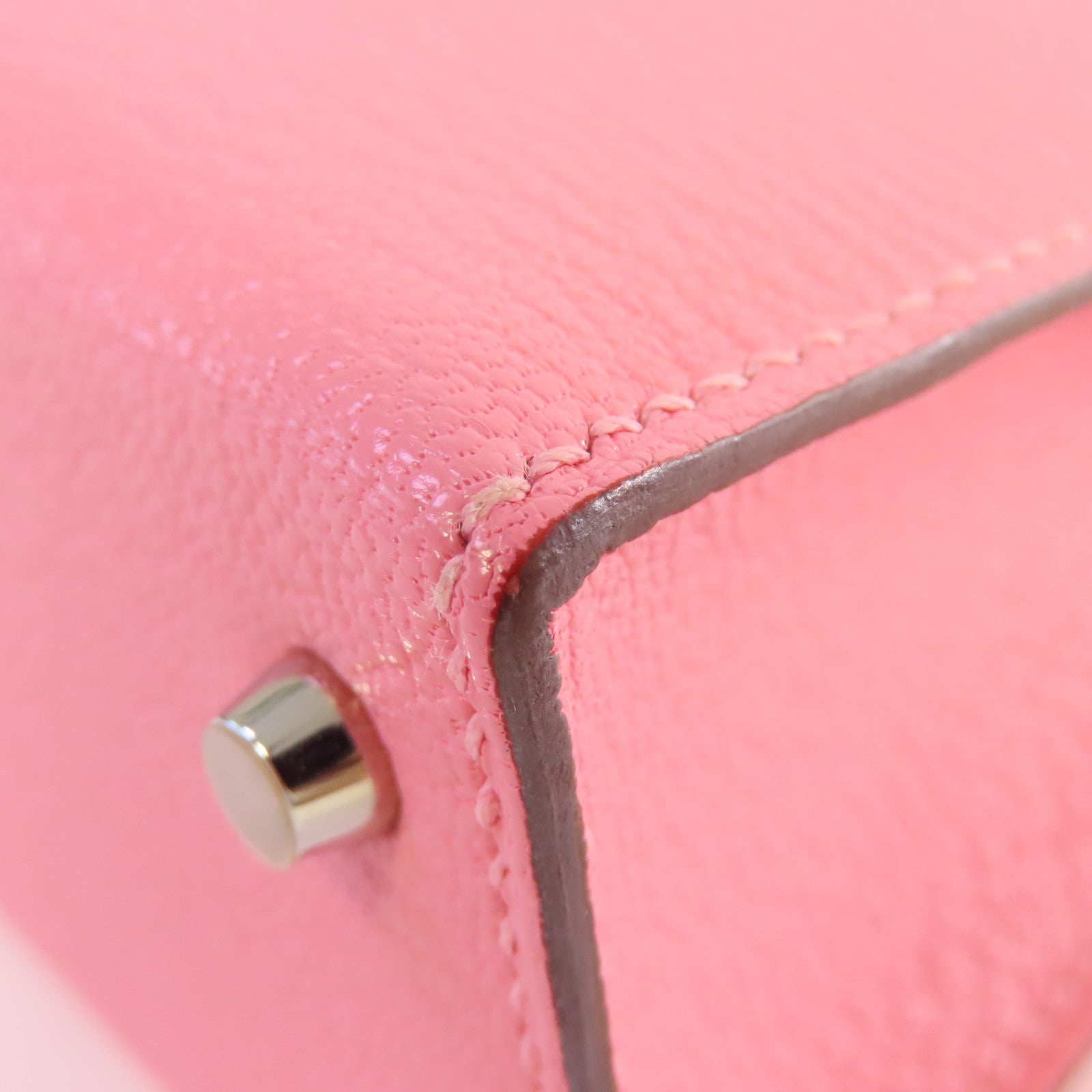 HERMES Chevre皮革Mini Kelly 2 2Way Shoulder Bag銀扣手挽肩背兩用袋Rose Confetti糖果粉色/Orange橙色