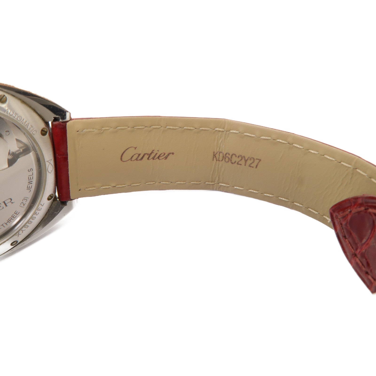 CARTIER Cartier Cle De Cartier不鏽鋼/鱷魚皮革手錶自動機芯白色