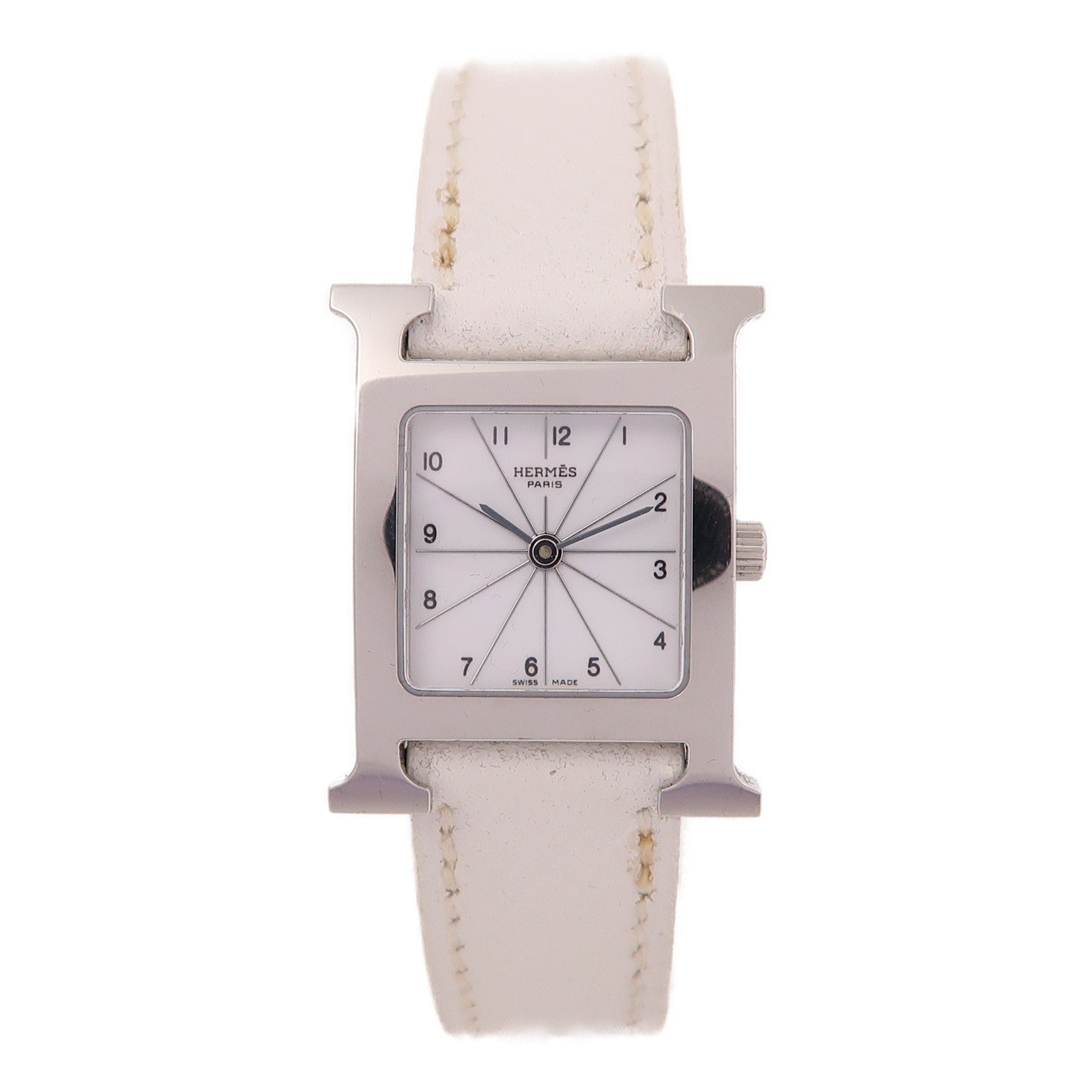 HERMES Heure H Quartz Watch HH1.210 Stainless Steel White
