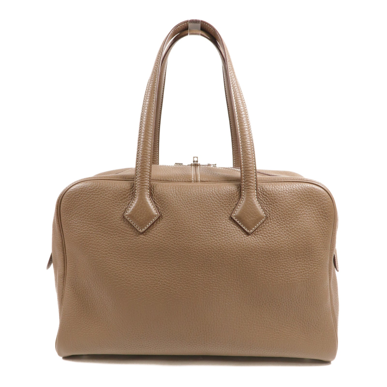 HERMES Clemence皮革Victoria 35手挽袋Etoupe