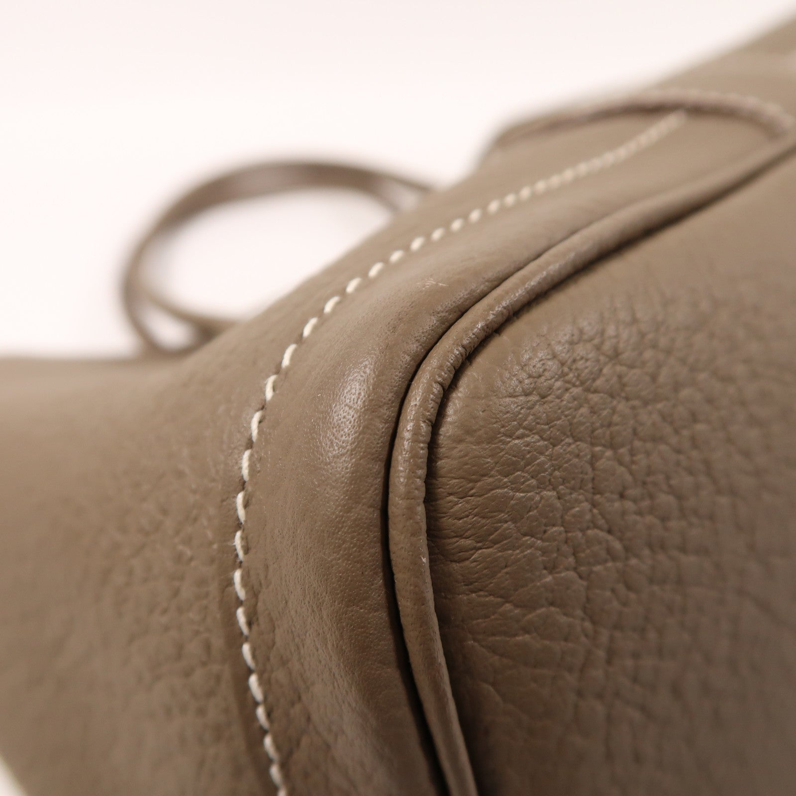 HERMES Negonda皮革Garden Party PM銀扣手挽袋Etoupe