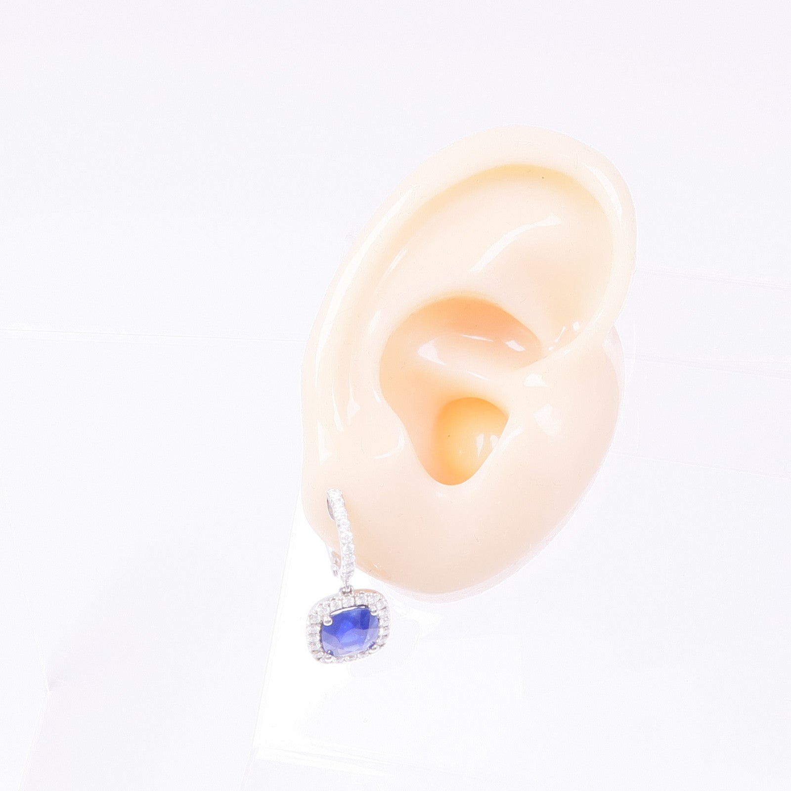JEWELRY 18K白金Sapphire Earrings藍寶石/鑽石耳環