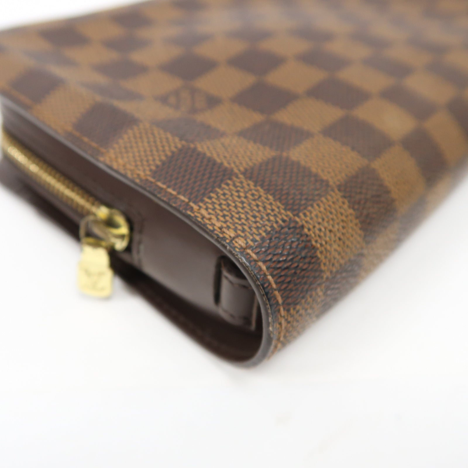 LOUIS VUITTON Damier Saint Louis金扣手拿包啡色