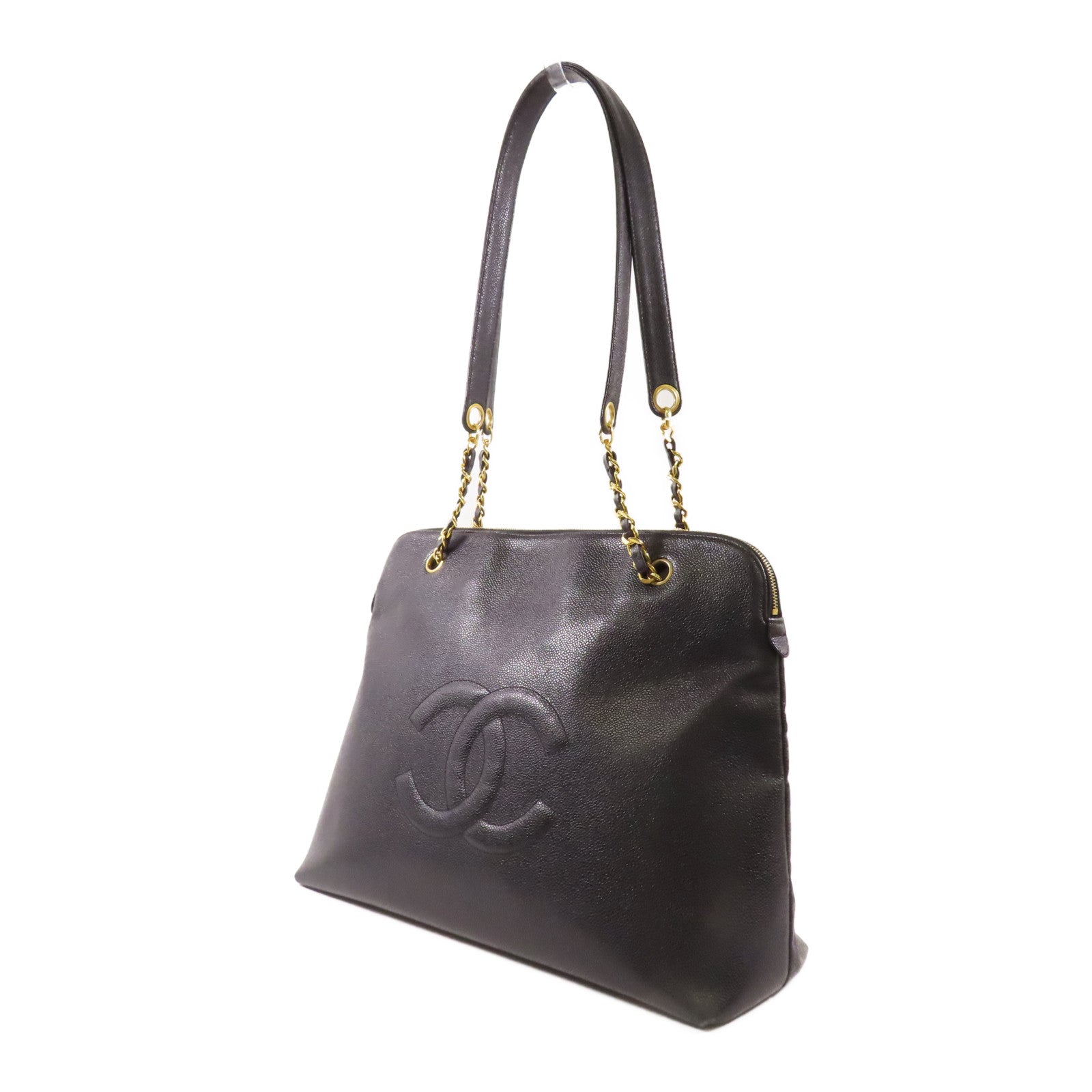 CHANEL 牛皮皮革Vintage Chain Shoulder Tote金扣鏈帶肩背袋/手挽袋