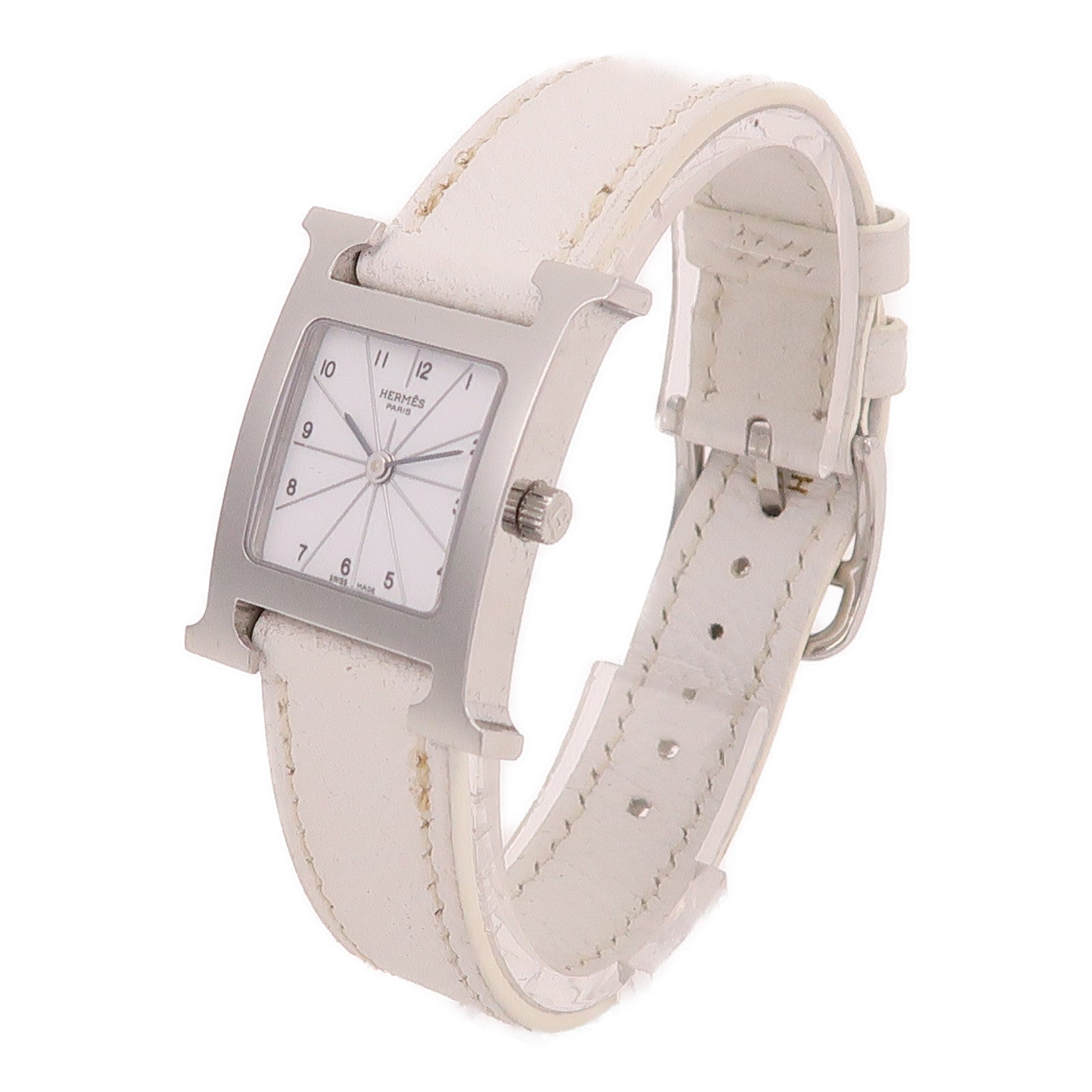 HERMES Heure H Quartz Watch HH1.210 Stainless Steel White