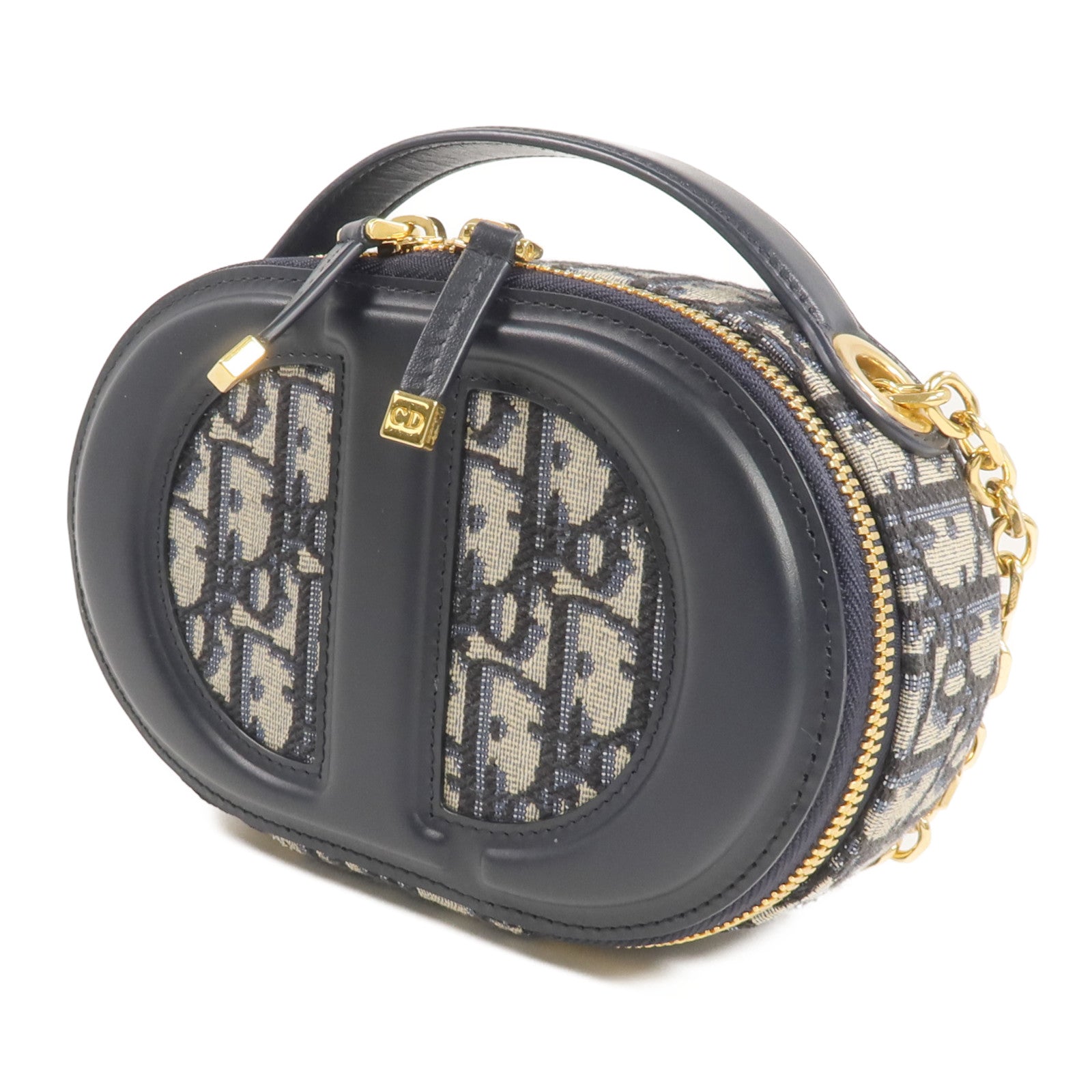 Dior 帆布/皮革CD Signature Oval Camera金扣手挽肩背兩用袋