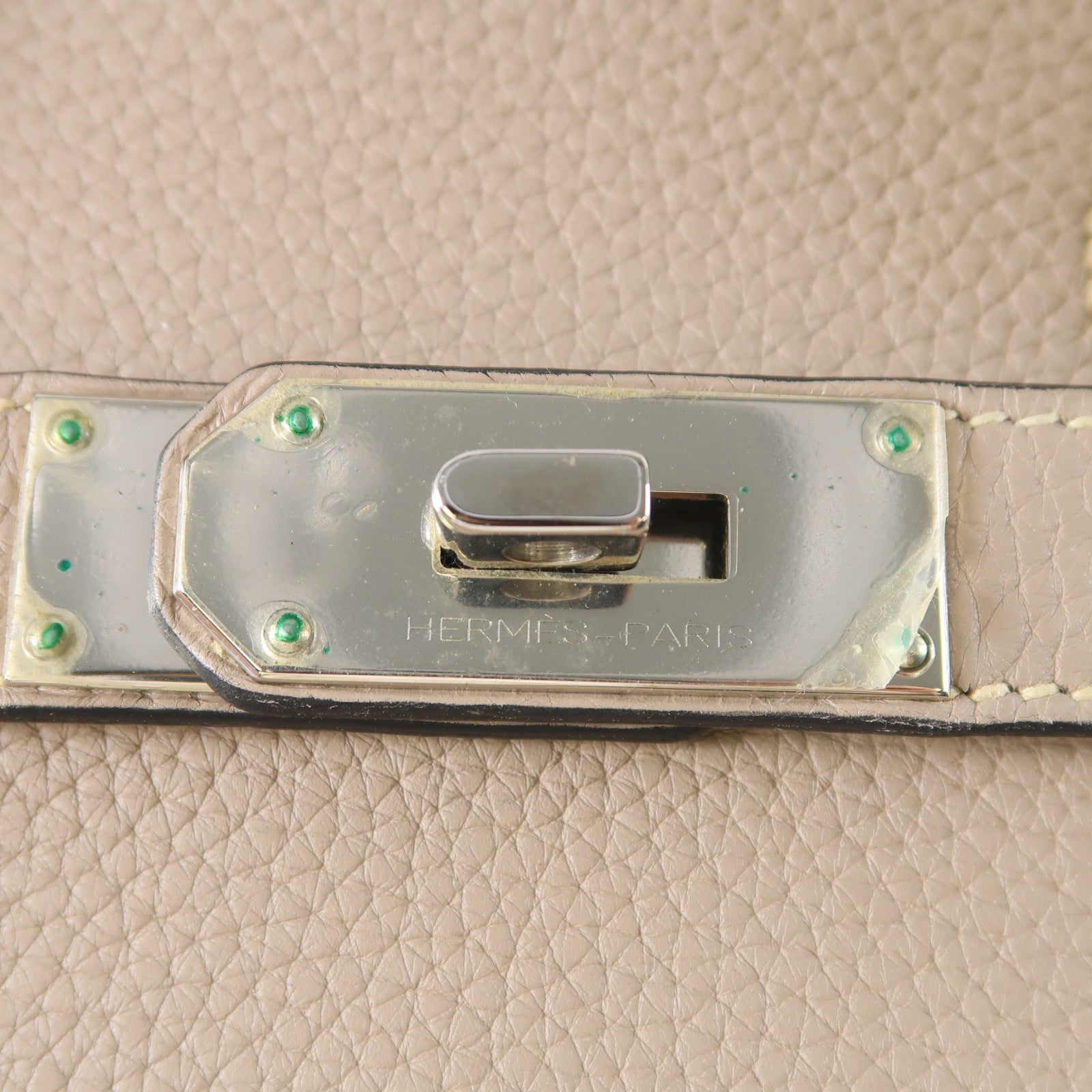 HERMES Clemence皮革Haut A Courroies 40銀扣手挽袋Gris Tourterelle淺灰色