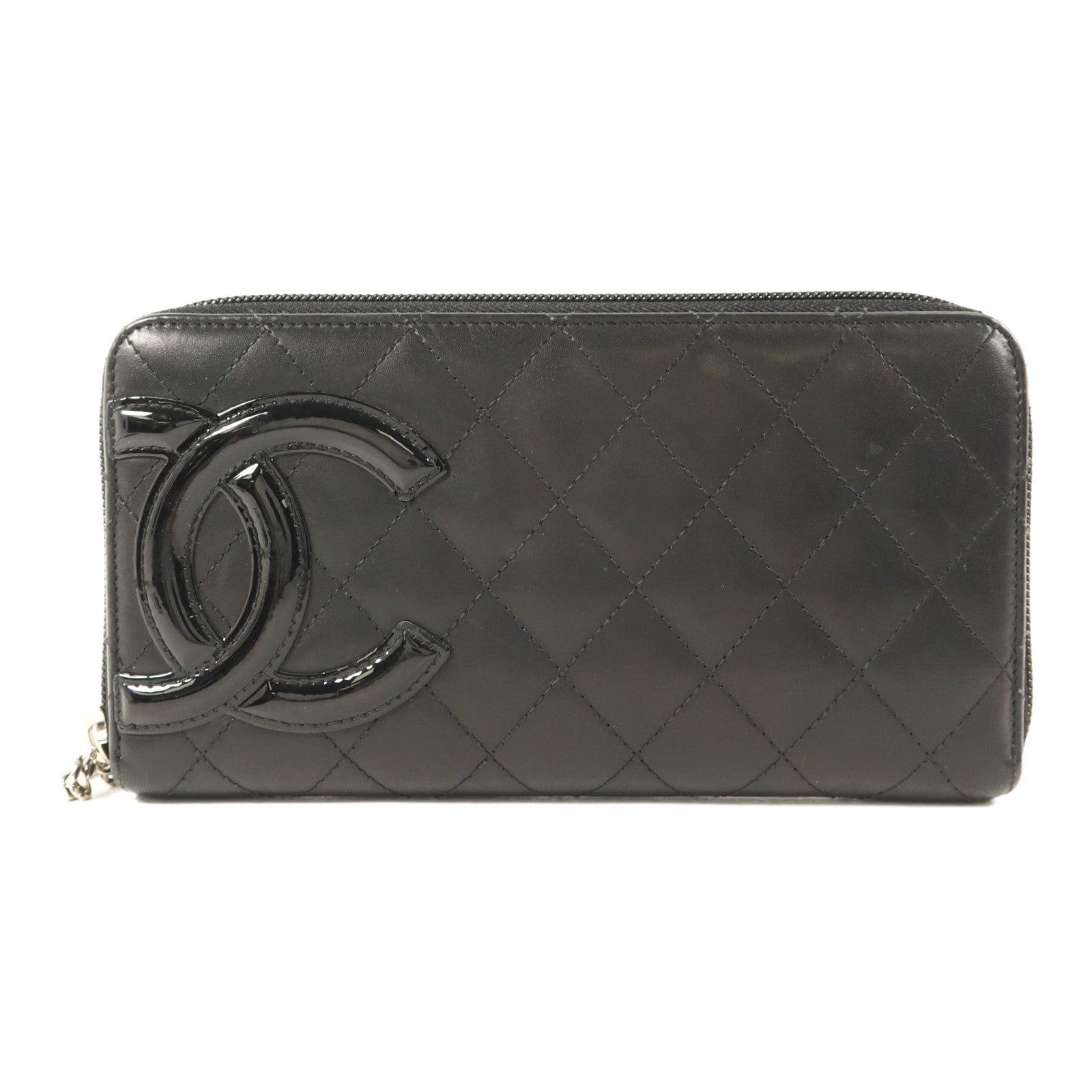 CHANEL 牛皮皮革Cambon Long Round Wallet銀扣長錢包