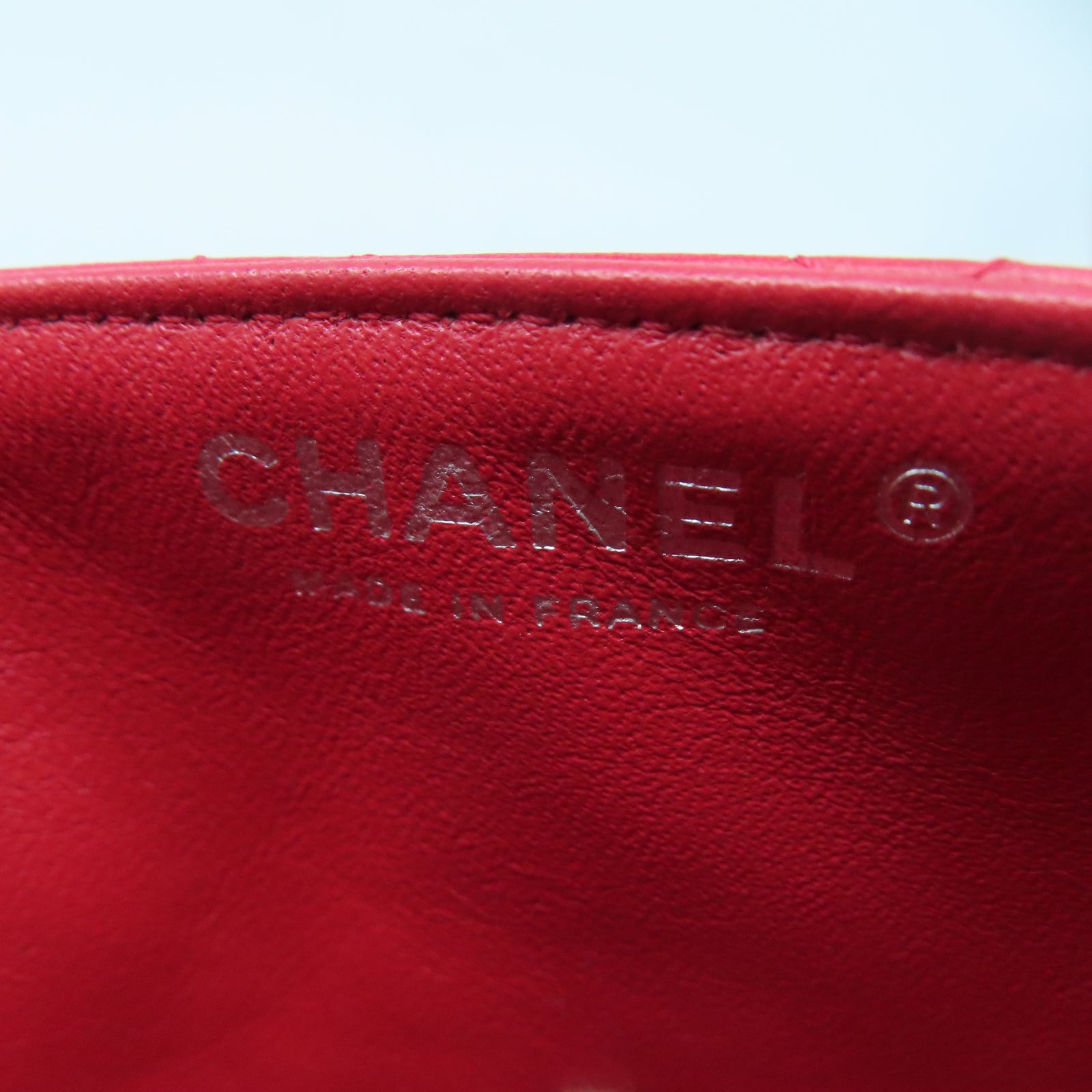 CHANEL 【清倉大減價】菱格牛皮皮革Shoulder Bag銀扣鏈帶肩背袋紅色