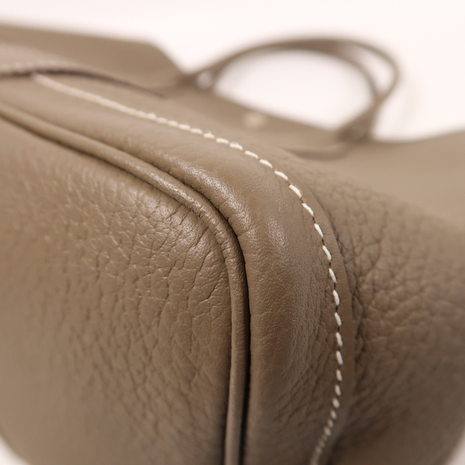 HERMES Negonda皮革Garden Party PM銀扣手挽袋Etoupe