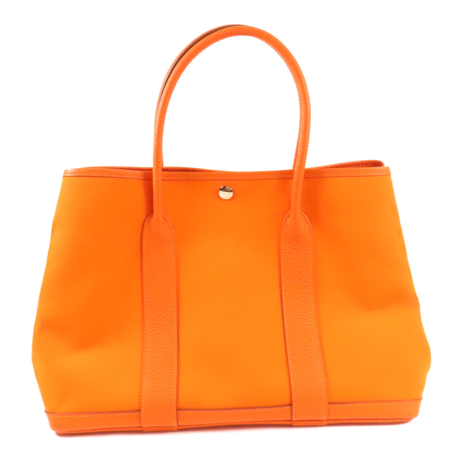 HERMES 帆布Garden Party銀扣手挽袋Orange
