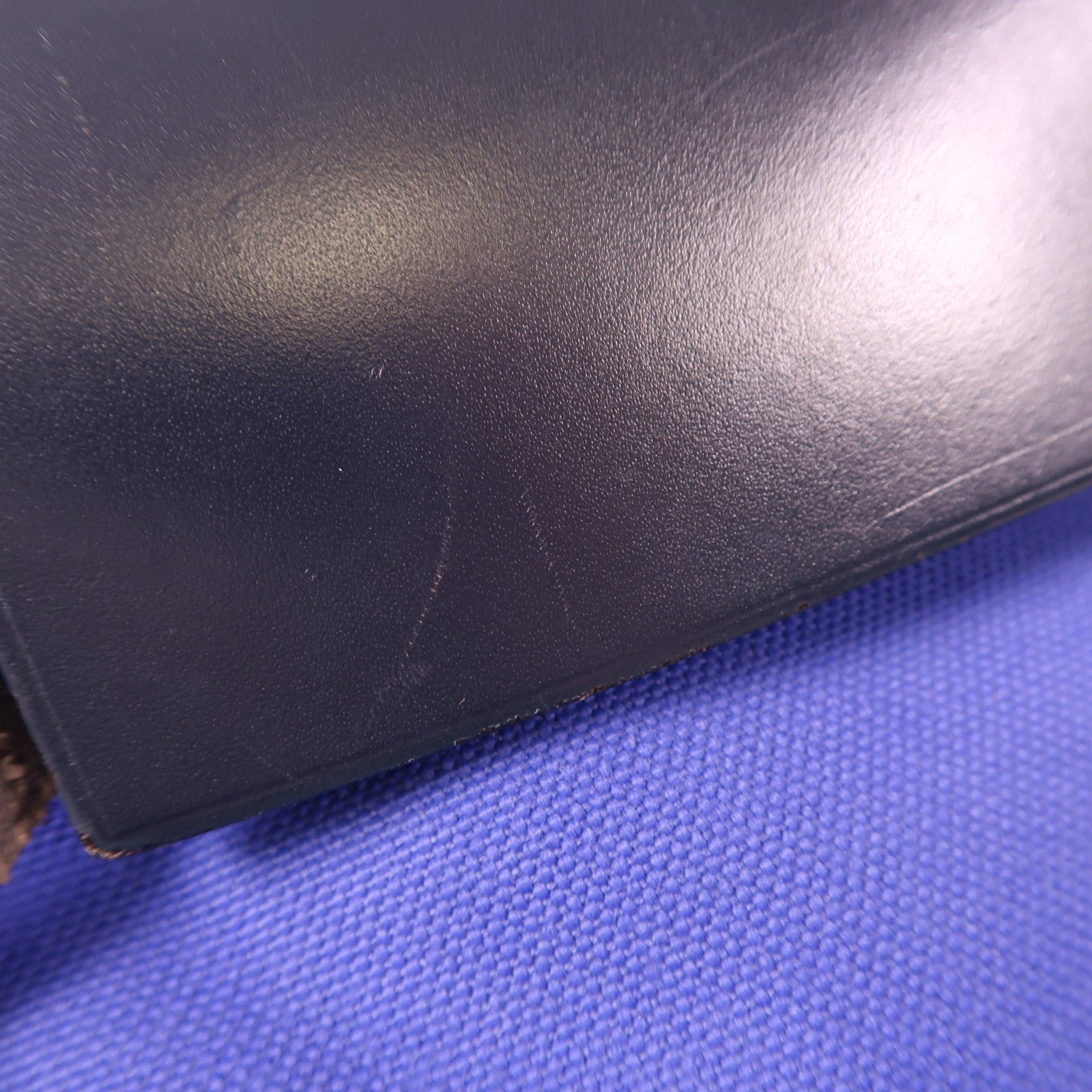 HERMES 帆布Herbag PM銀扣手挽肩背兩用袋Bleu Electrique