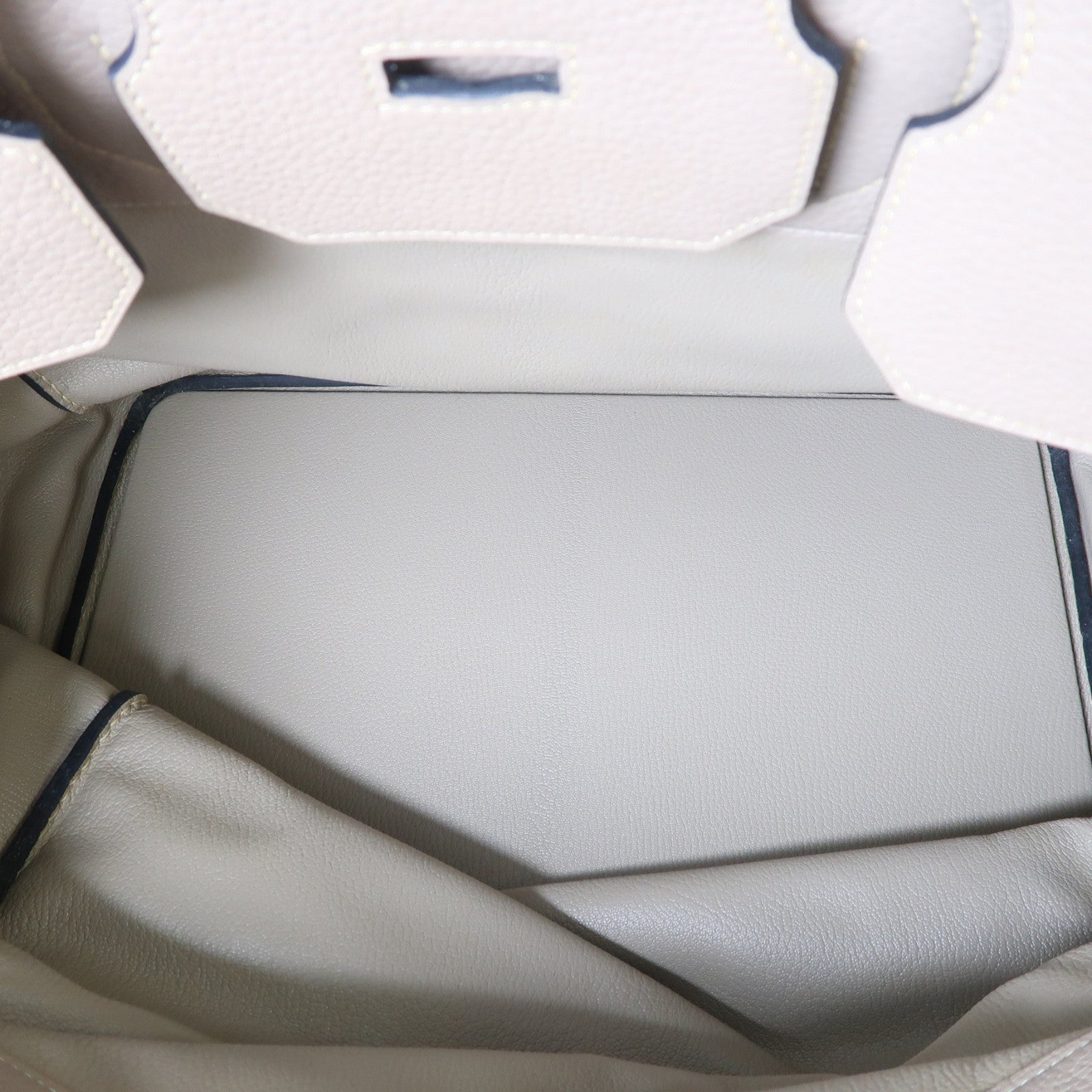 HERMES Clemence皮革Haut A Courroies 40銀扣手挽袋Gris Tourterelle淺灰色