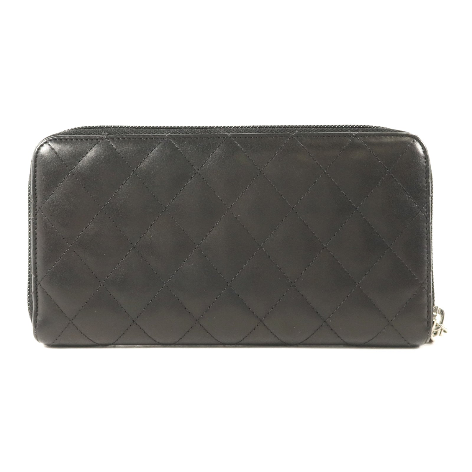 CHANEL 牛皮皮革Cambon Long Round Wallet銀扣長錢包