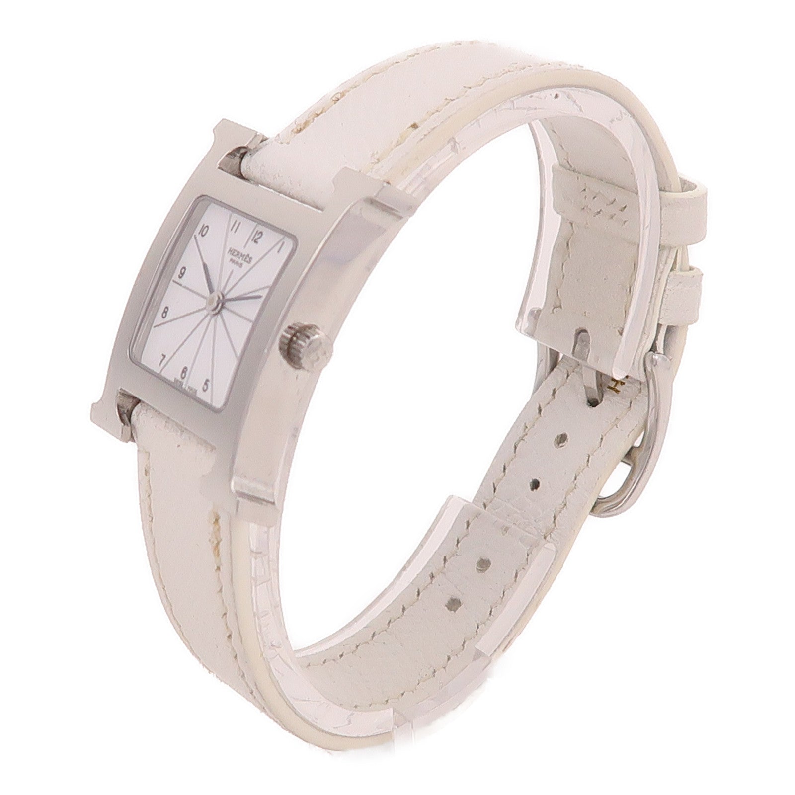 HERMES Heure H Quartz Watch HH1.210 Stainless Steel White
