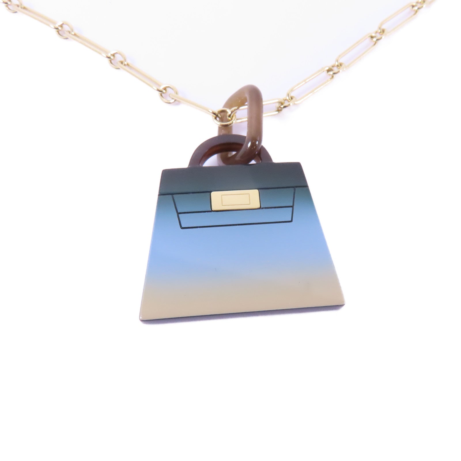 HERMES 塗漆/水牛角Fusion Amulette Kelly Pendant項鍊