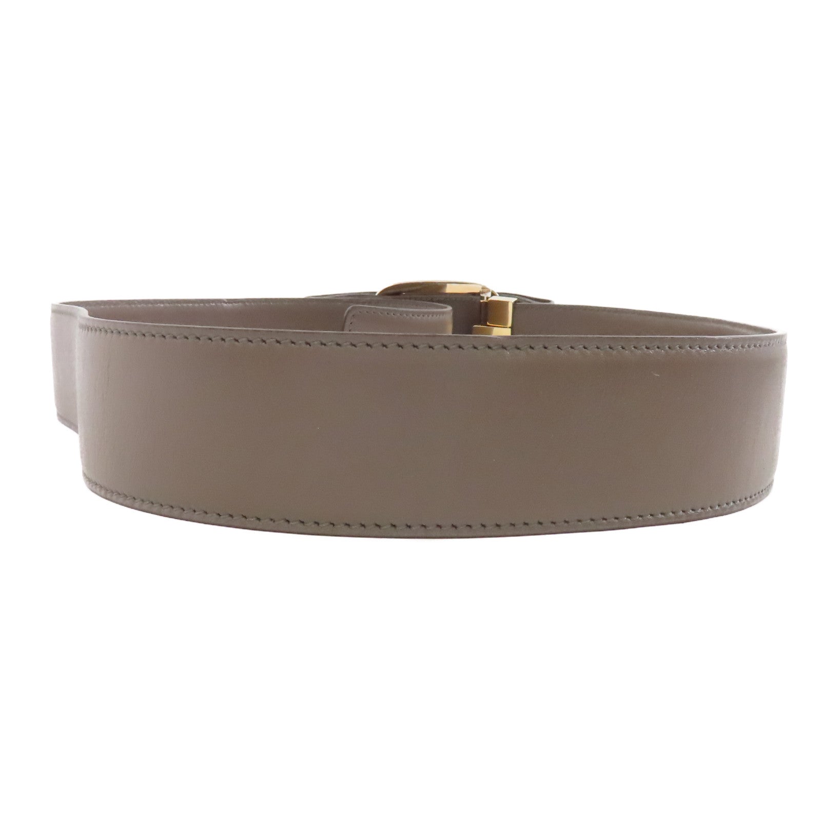 Salvatore Ferragamo 牛皮皮革Belt 80cm金扣皮帶米灰色
