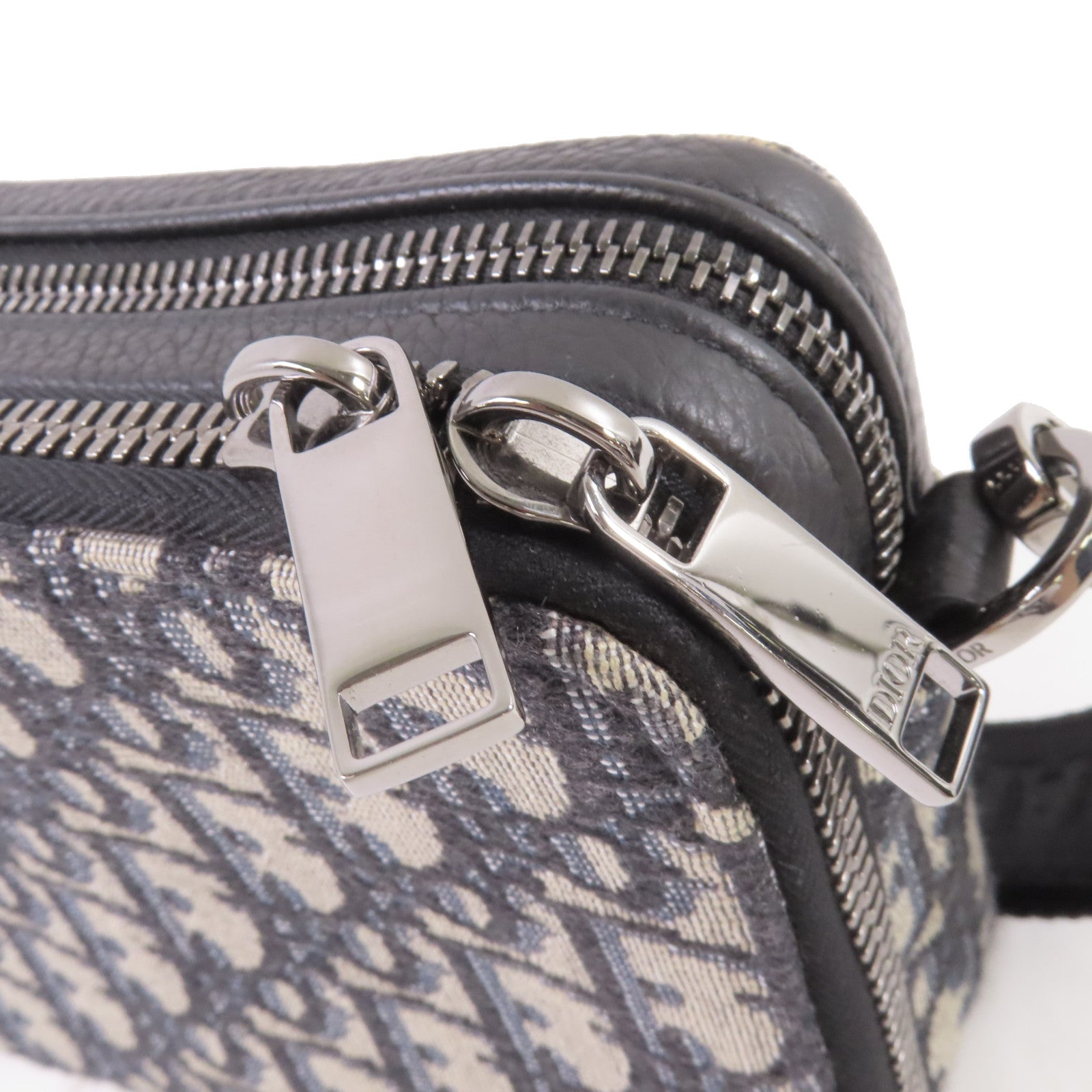 Dior Oblique帆布Zipped Pouch With Shoulder Bag銀扣肩背袋啡色/藍色