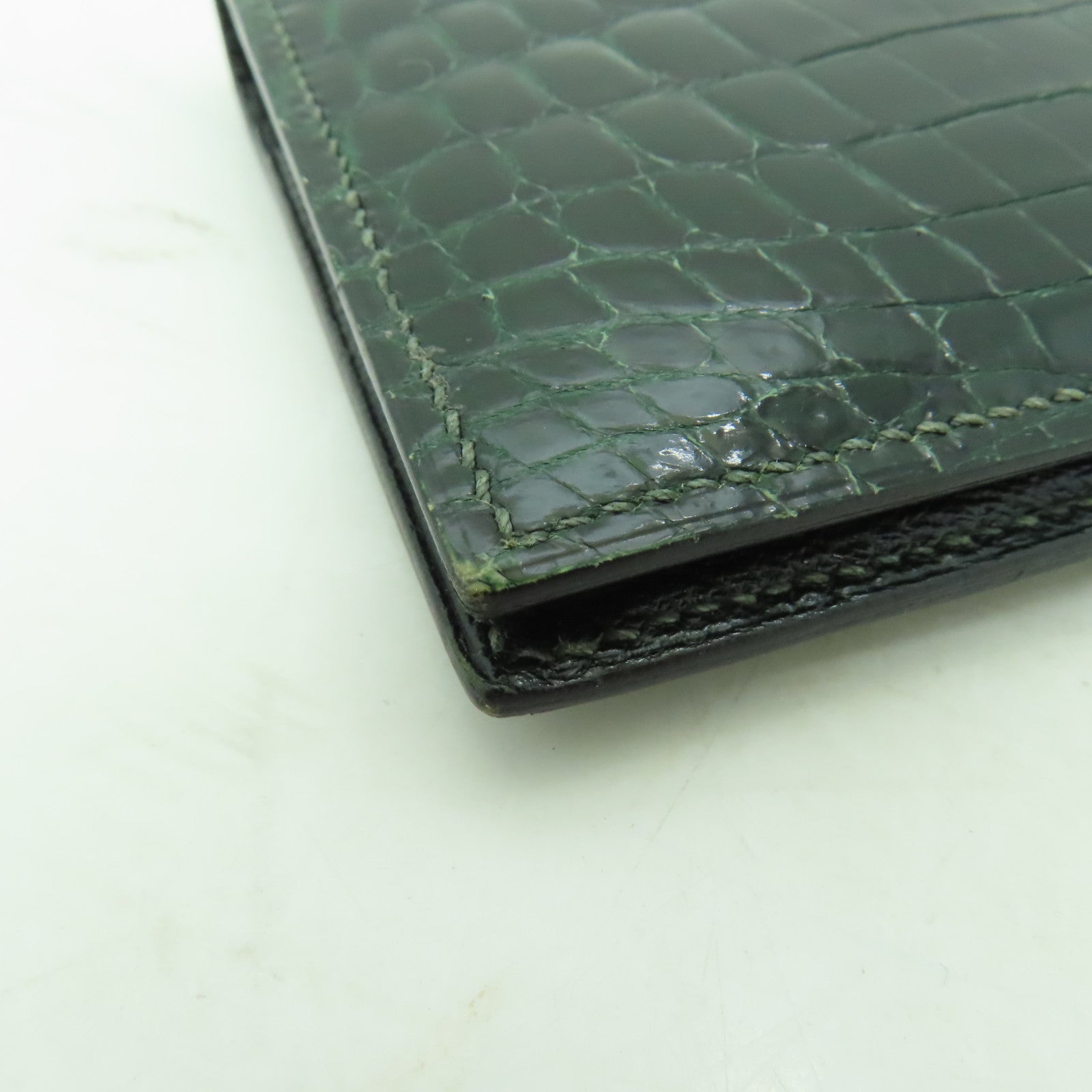 HERMES 【激減優惠】鱷魚皮革Bearn Wallet金扣長錢包Vert Emerald綠色