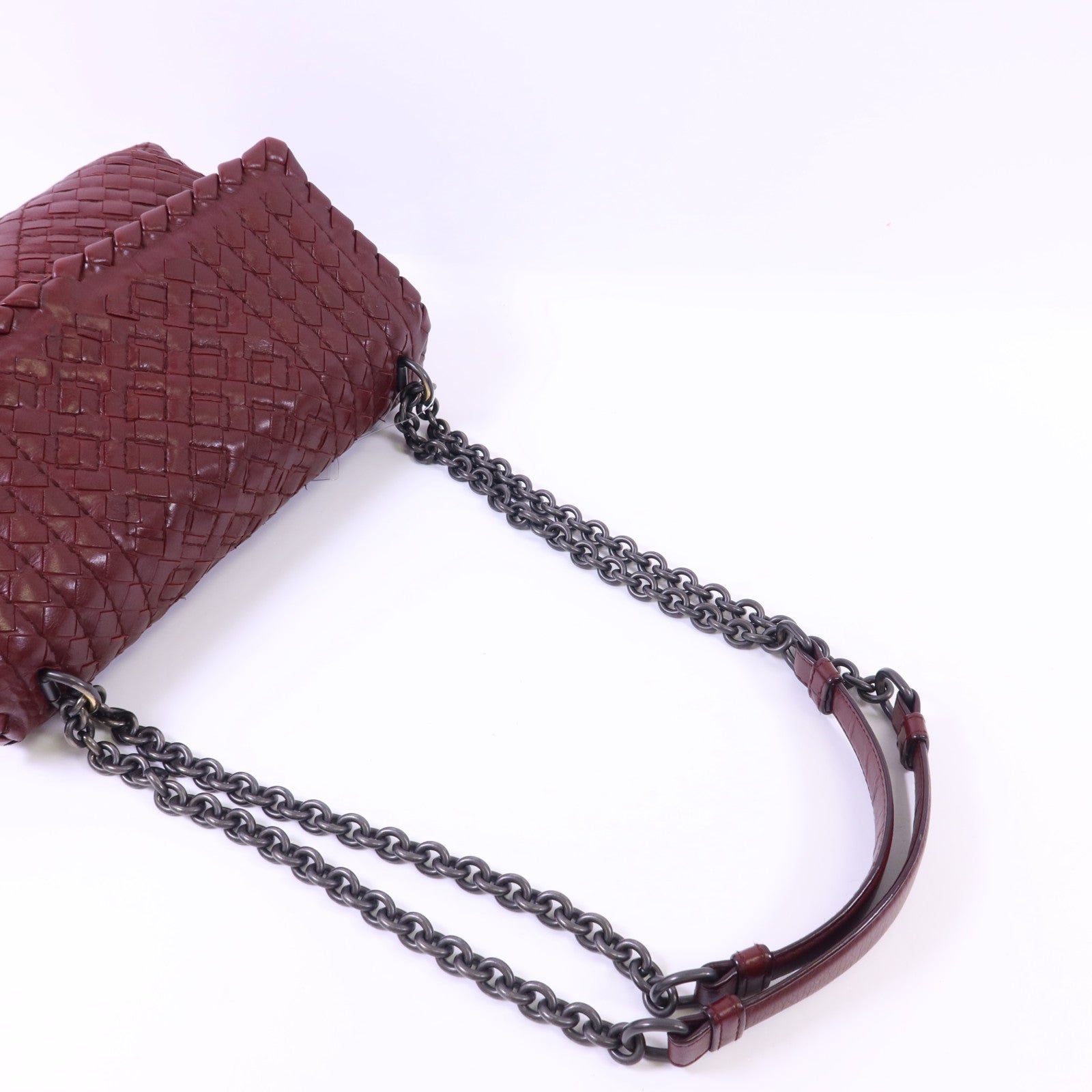 BOTTEGA VENETA 【激減優惠】織紋皮革Shoulder Bag鏈帶肩背袋