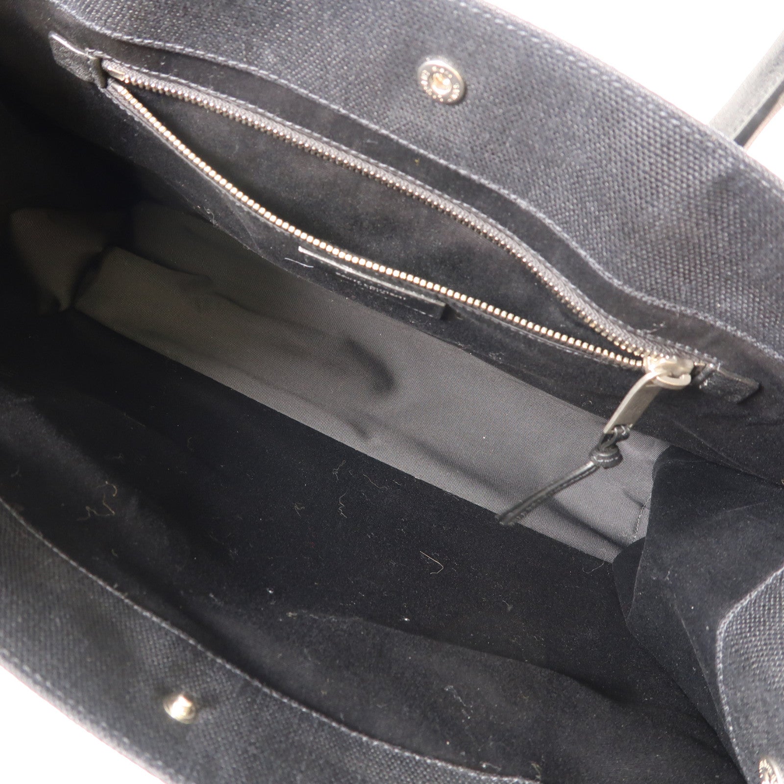 SAINT LAURENT 帆布Rive Gauche Tote銀扣手挽袋黑色