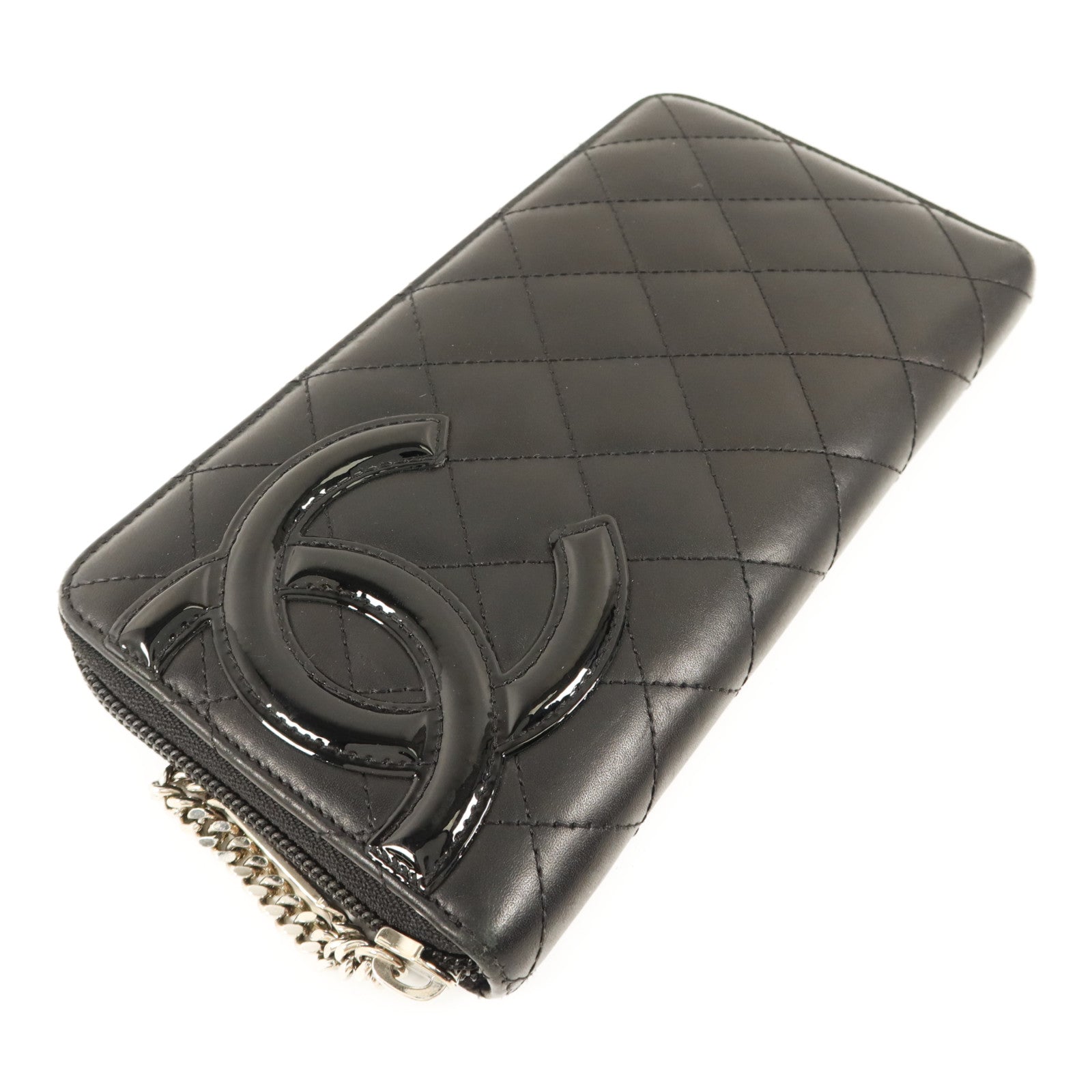 CHANEL 牛皮皮革Cambon Long Round Wallet銀扣長錢包