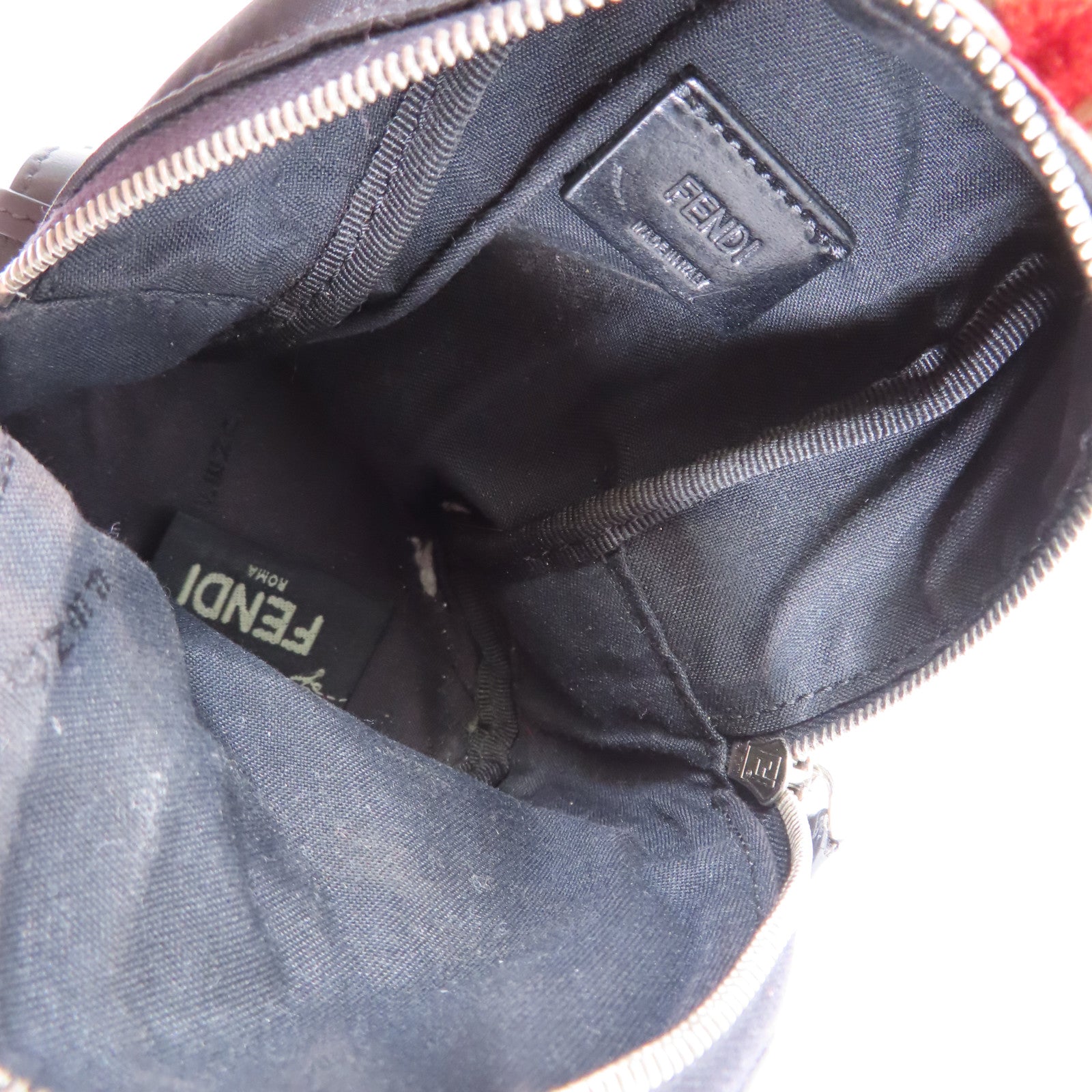 FENDI 牛皮皮革/Fur Monster Micro Backpack掛飾/銀扣零錢包黑色