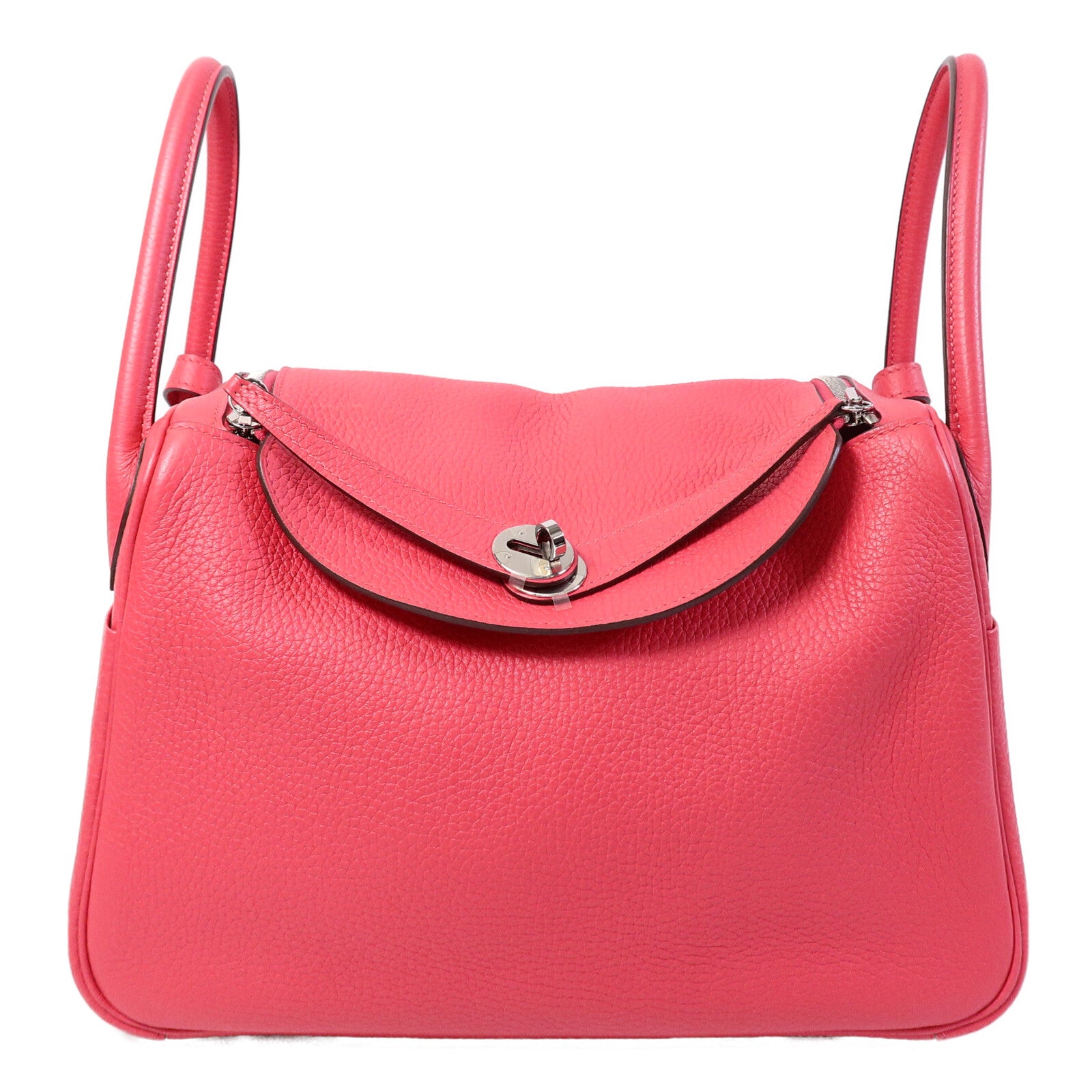 HERMES Clemence皮革Lindy 30肩背袋Rose Extreme