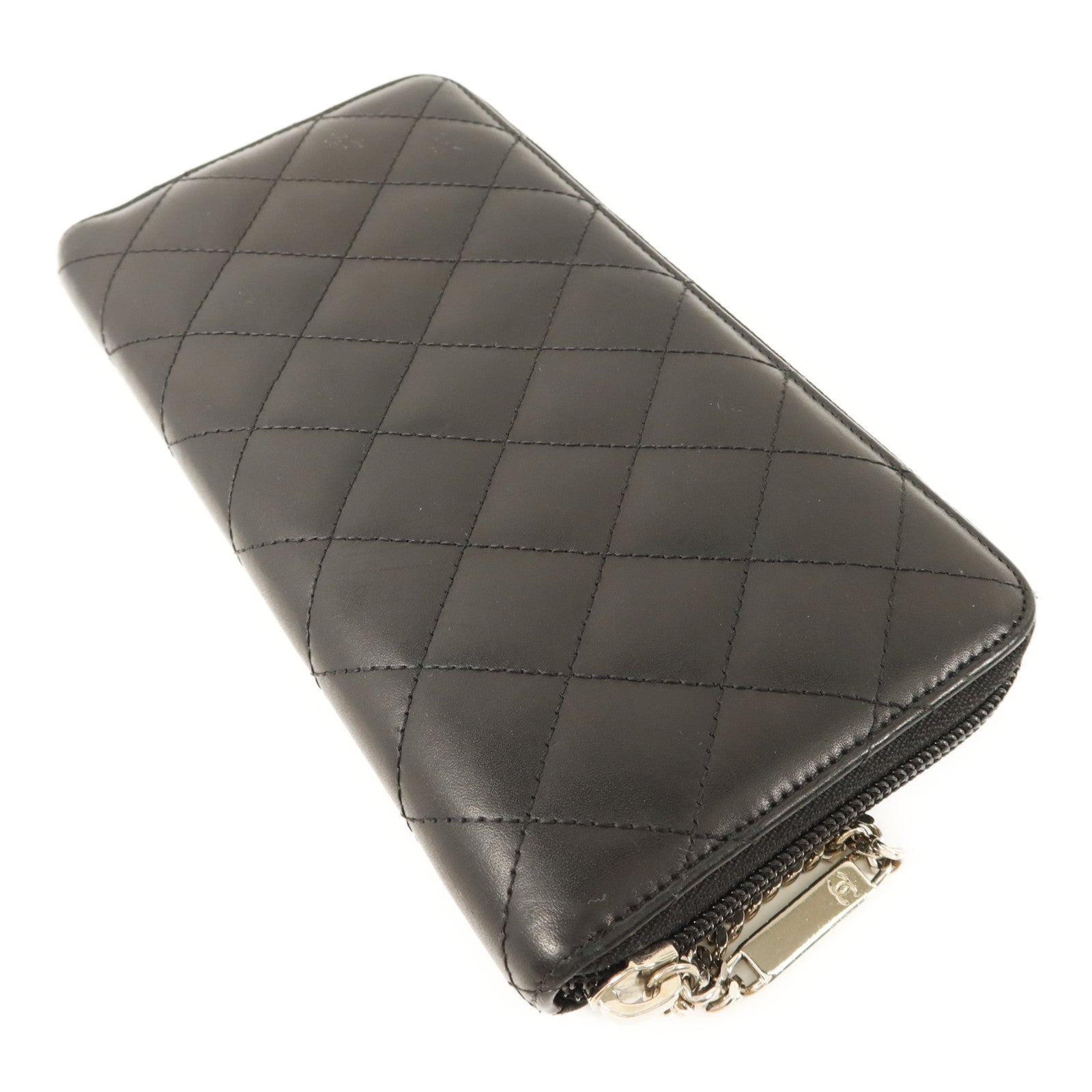 CHANEL 牛皮皮革Cambon Long Round Wallet銀扣長錢包