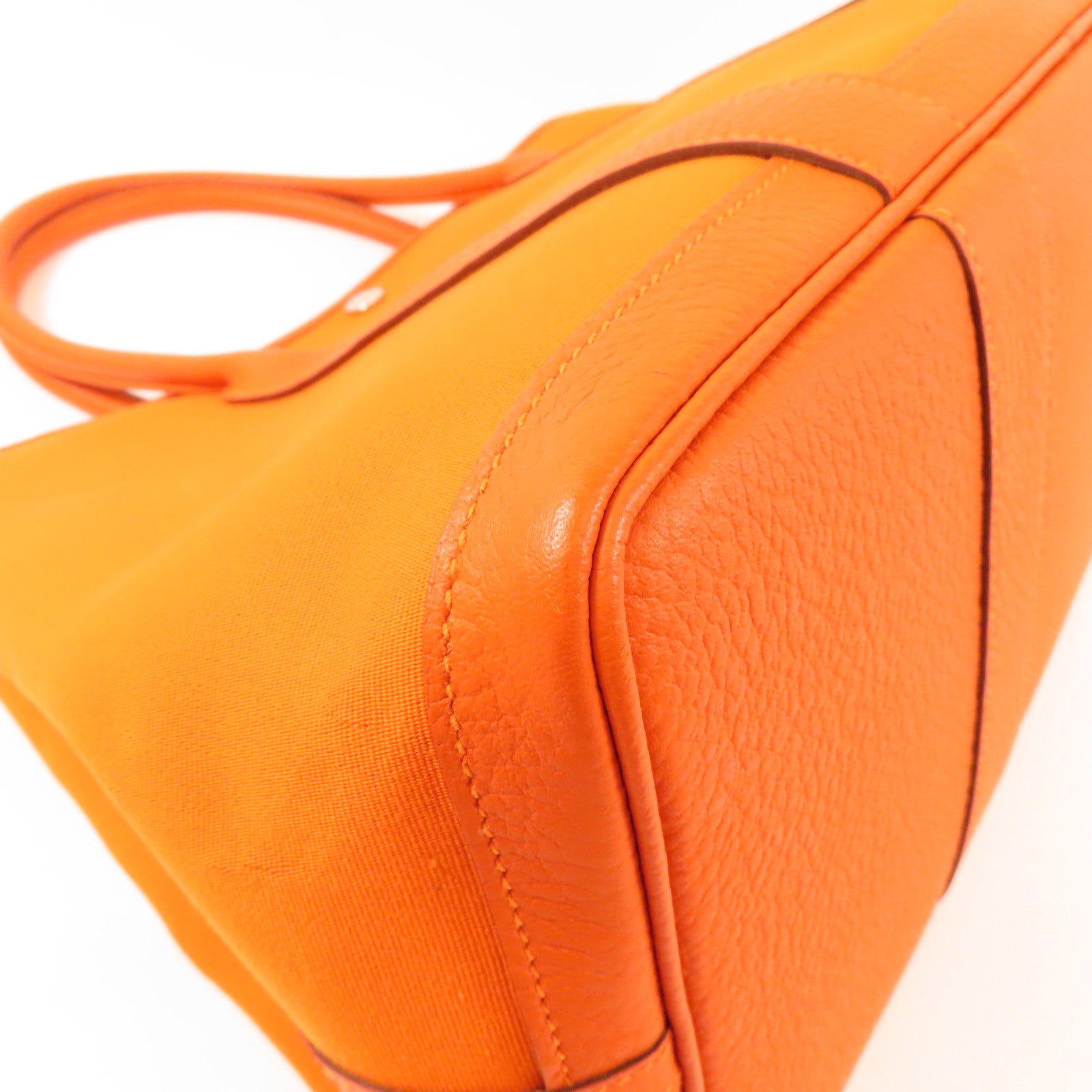 HERMES 帆布Garden Party銀扣手挽袋Orange