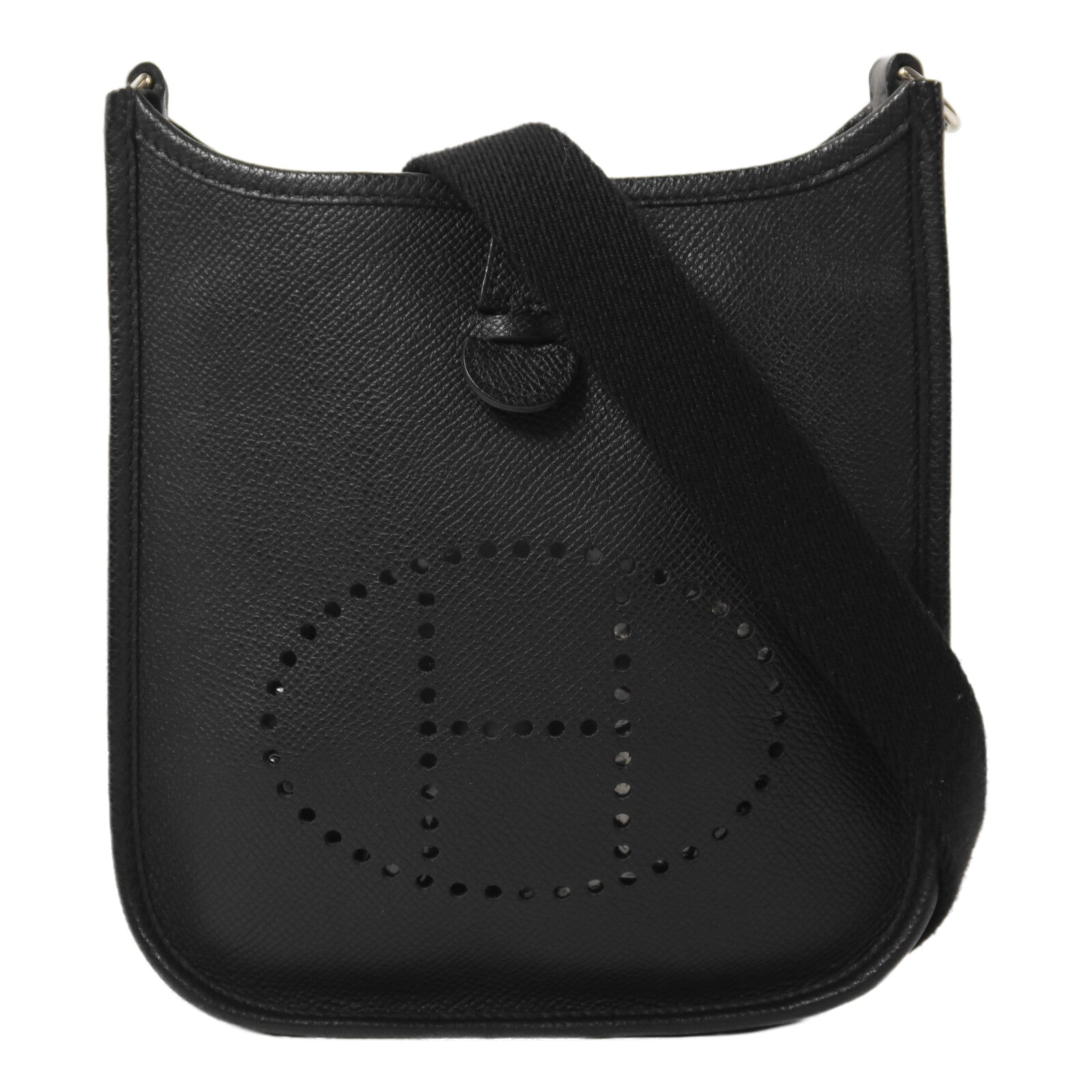 HERMES Epsom皮革Evelyne TPM銀扣肩背袋Noir