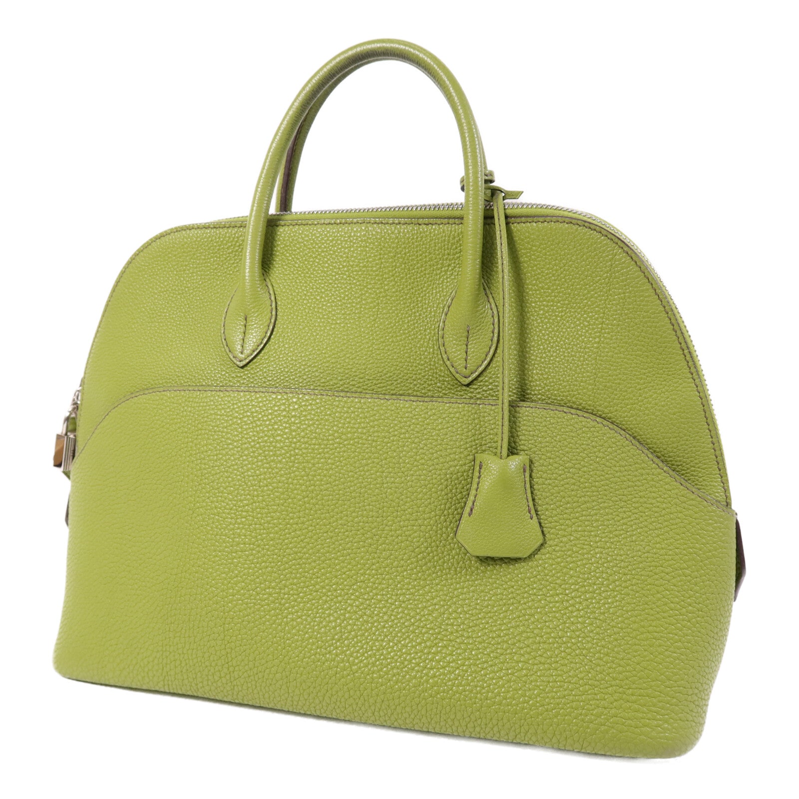 HERMES Togo皮革Bolide1923 30銀扣手挽袋Vert Anis