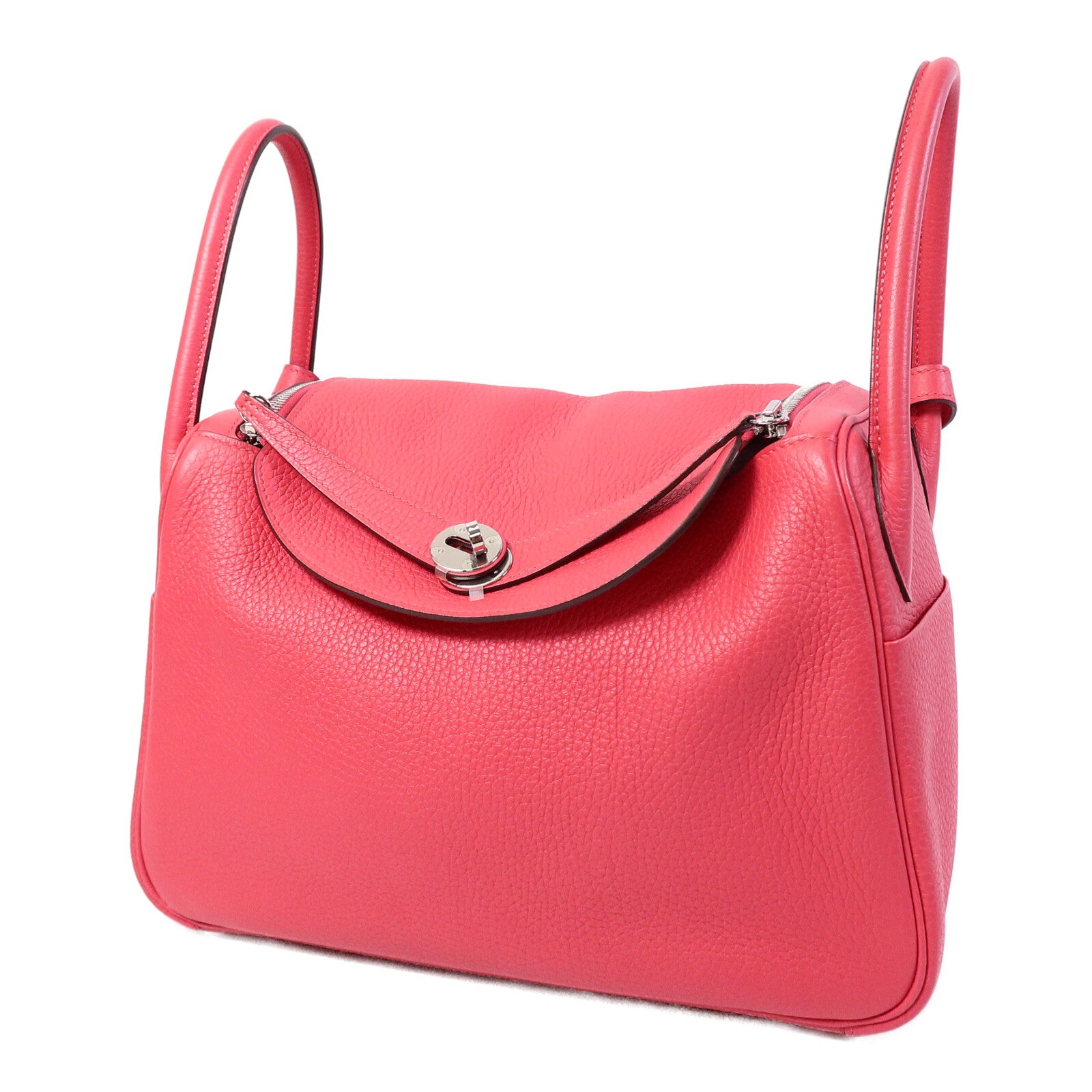 HERMES Clemence皮革Lindy 30肩背袋Rose Extreme