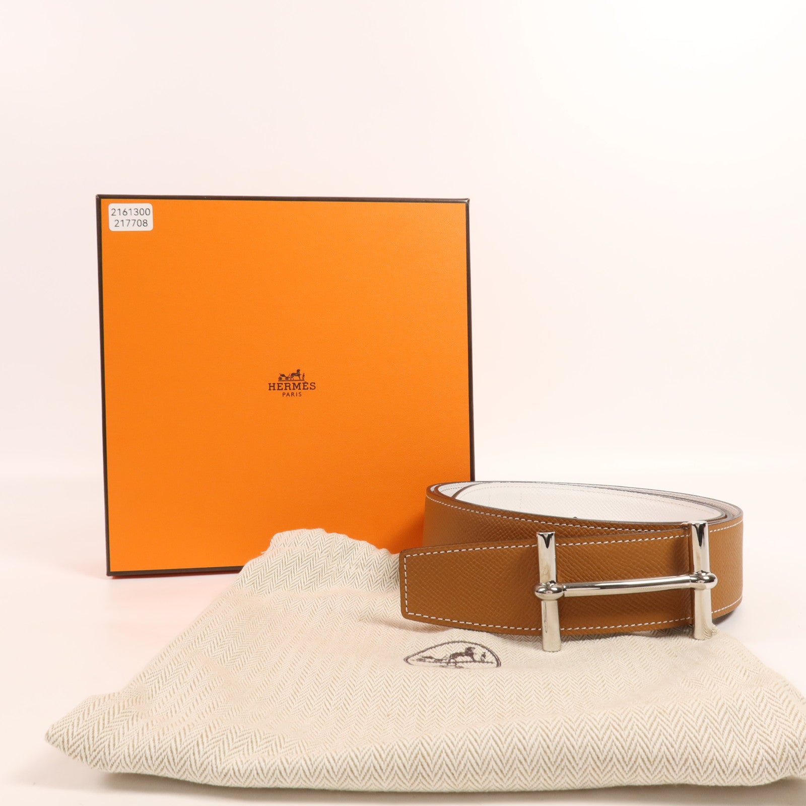 HERMES Epsom皮革Belt 110銀扣皮帶Gold