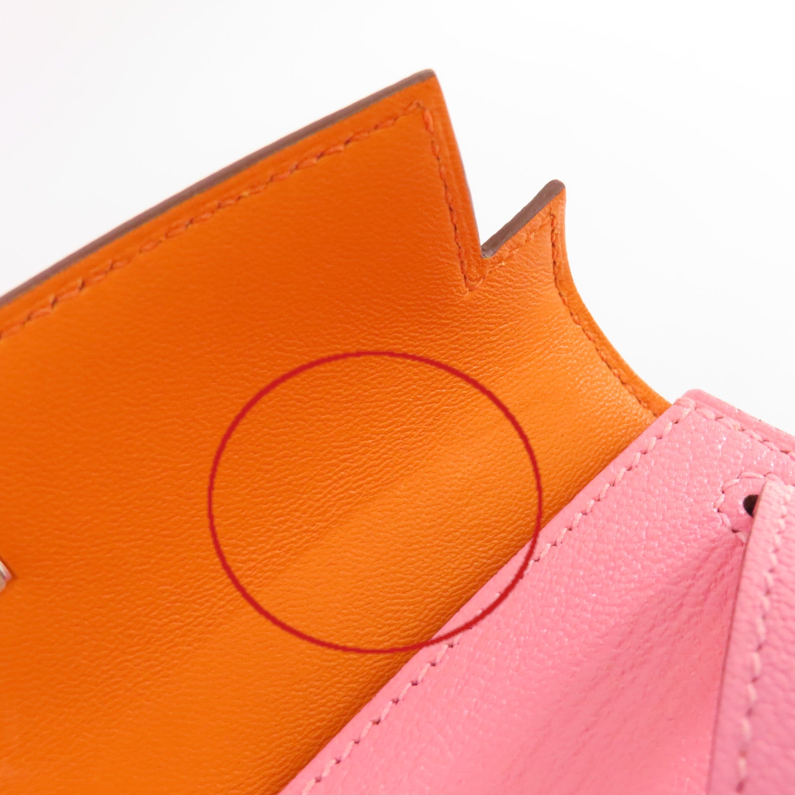HERMES Chevre皮革Mini Kelly 2 2Way Shoulder Bag銀扣手挽肩背兩用袋Rose Confetti糖果粉色/Orange橙色