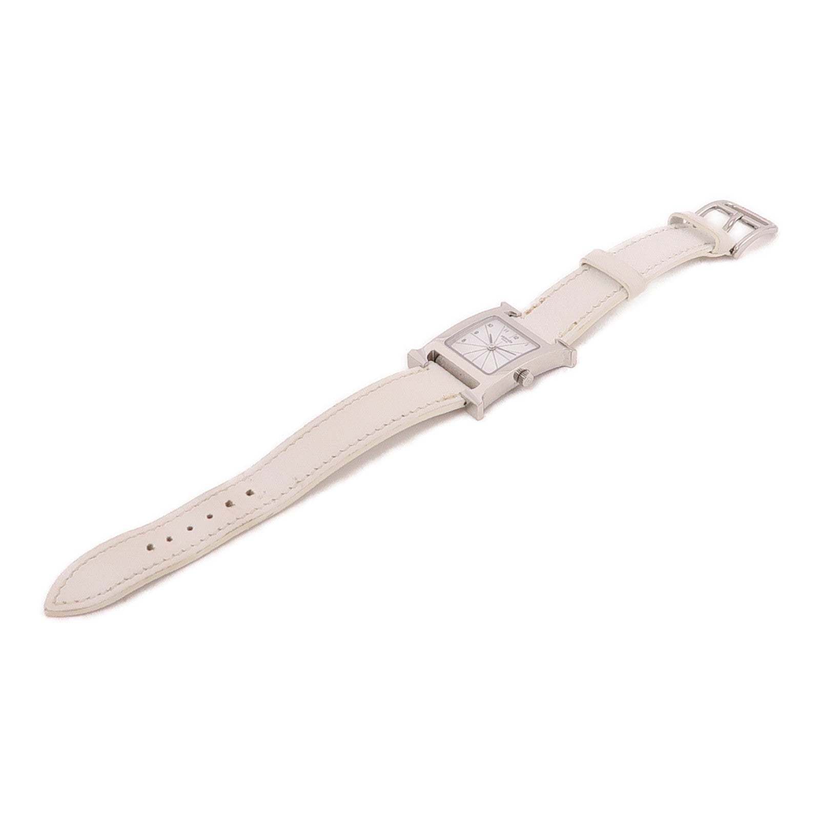 HERMES Heure H Quartz Watch HH1.210 Stainless Steel White