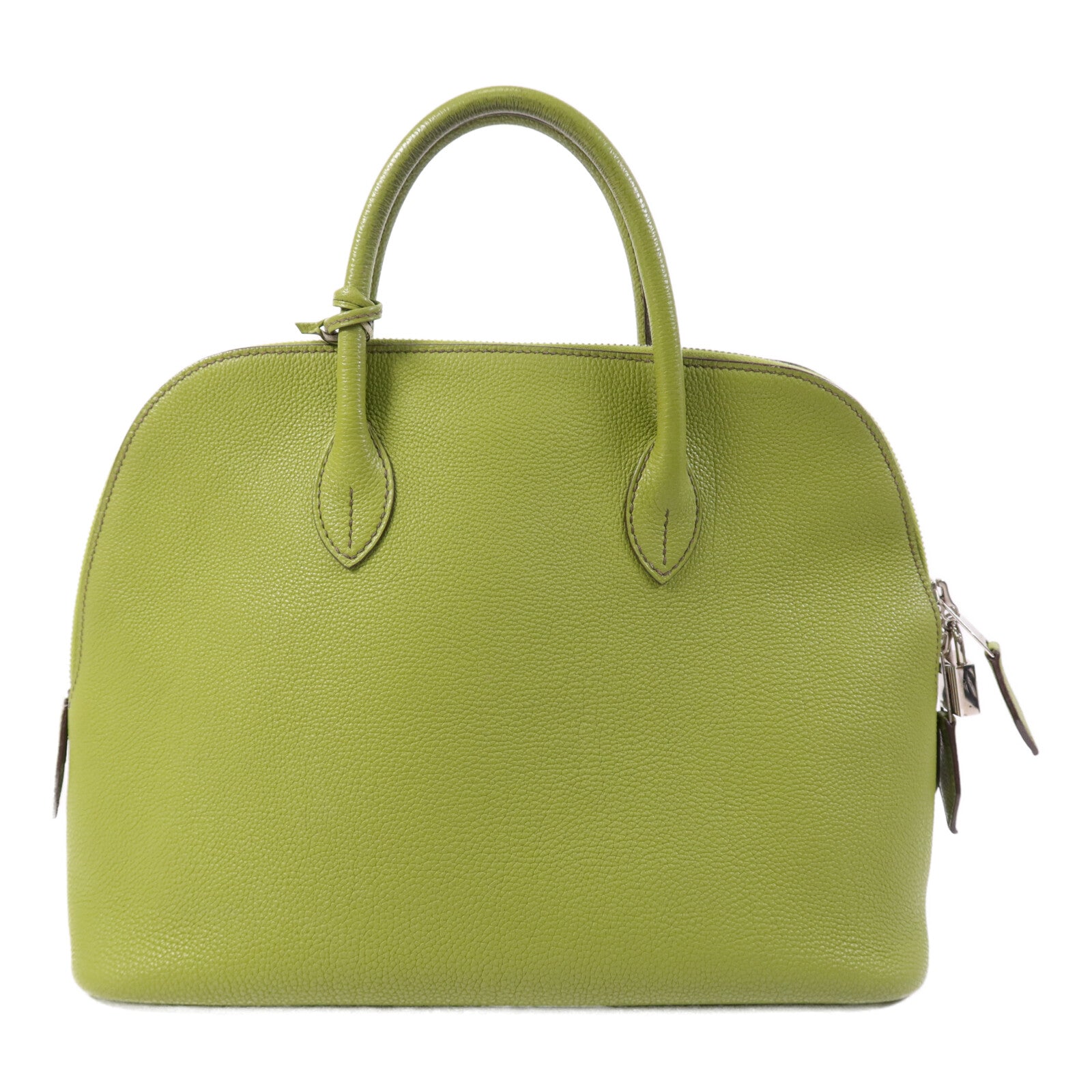 HERMES Togo皮革Bolide1923 30銀扣手挽袋Vert Anis