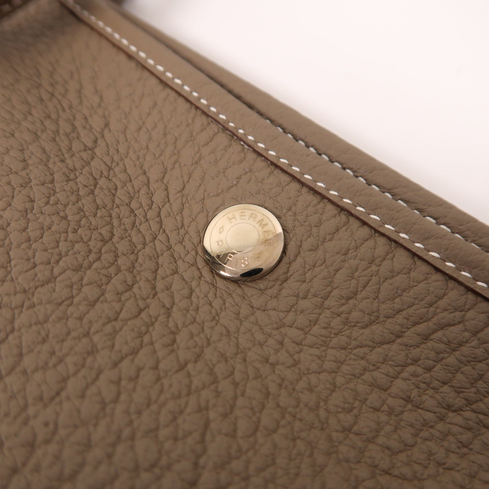 HERMES Negonda皮革Garden Party PM銀扣手挽袋Etoupe