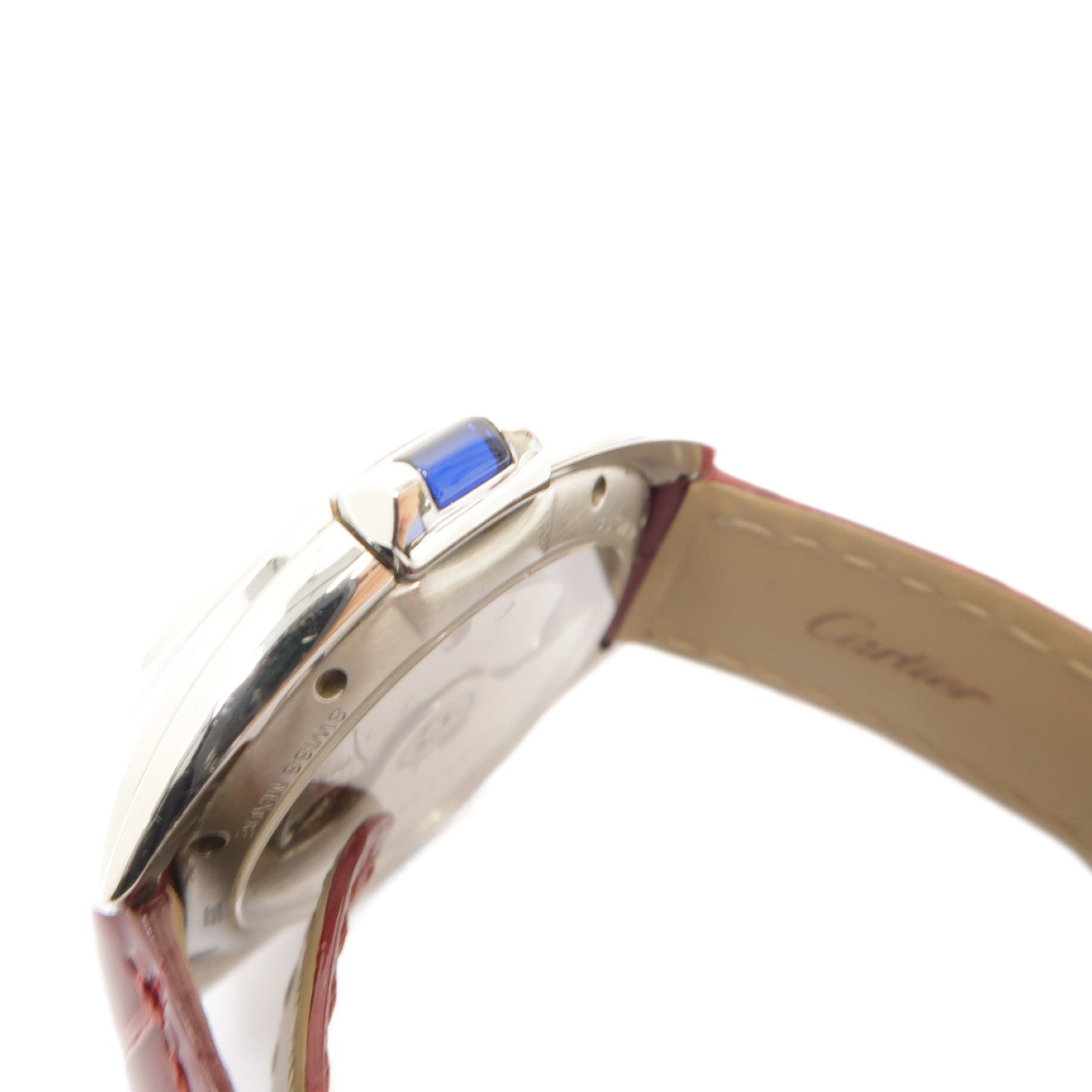 CARTIER Cartier Cle De Cartier不鏽鋼/鱷魚皮革手錶自動機芯白色