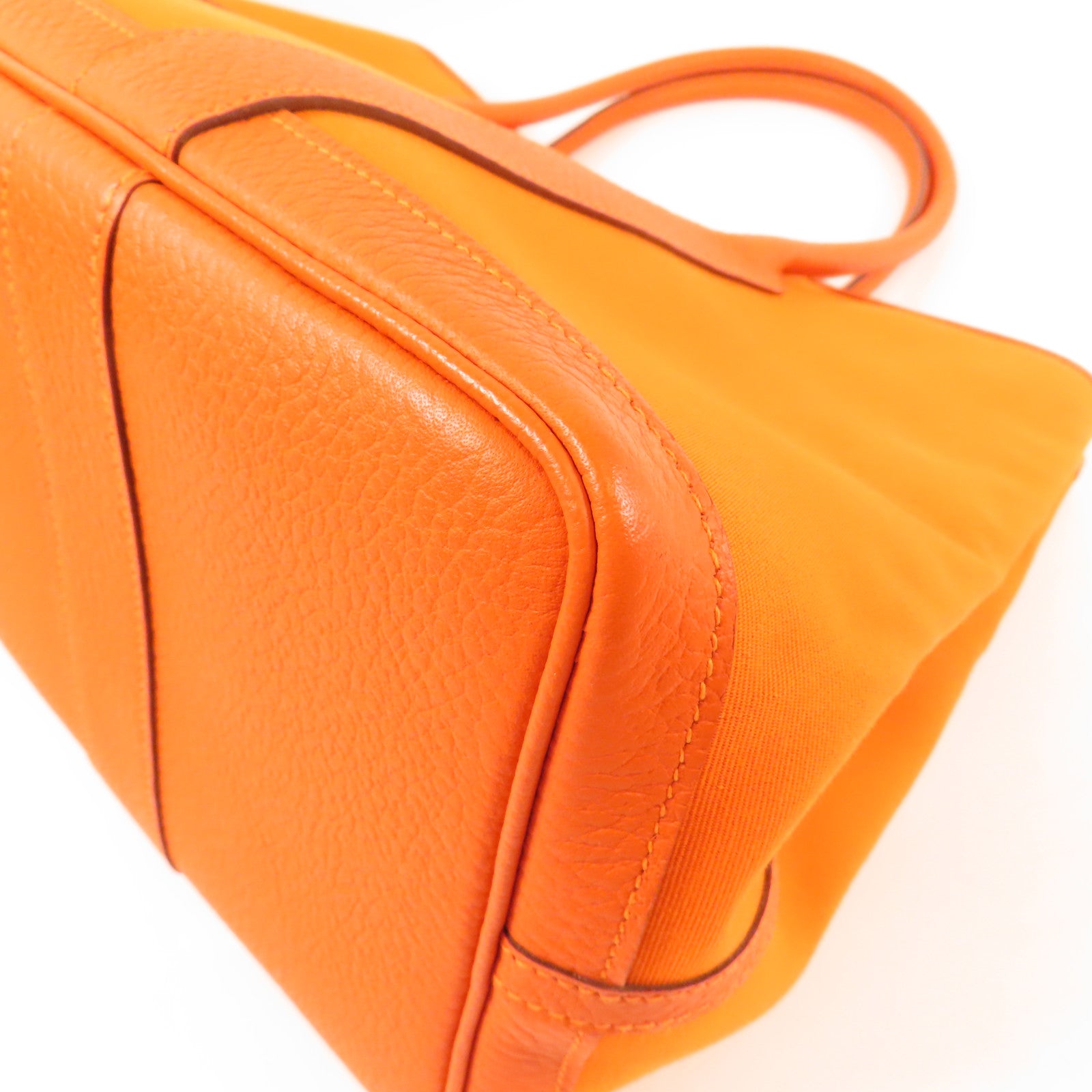 HERMES 帆布Garden Party銀扣手挽袋Orange