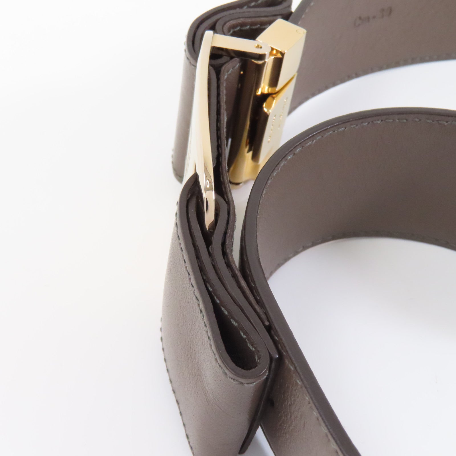 Salvatore Ferragamo 牛皮皮革Belt 80cm金扣皮帶米灰色