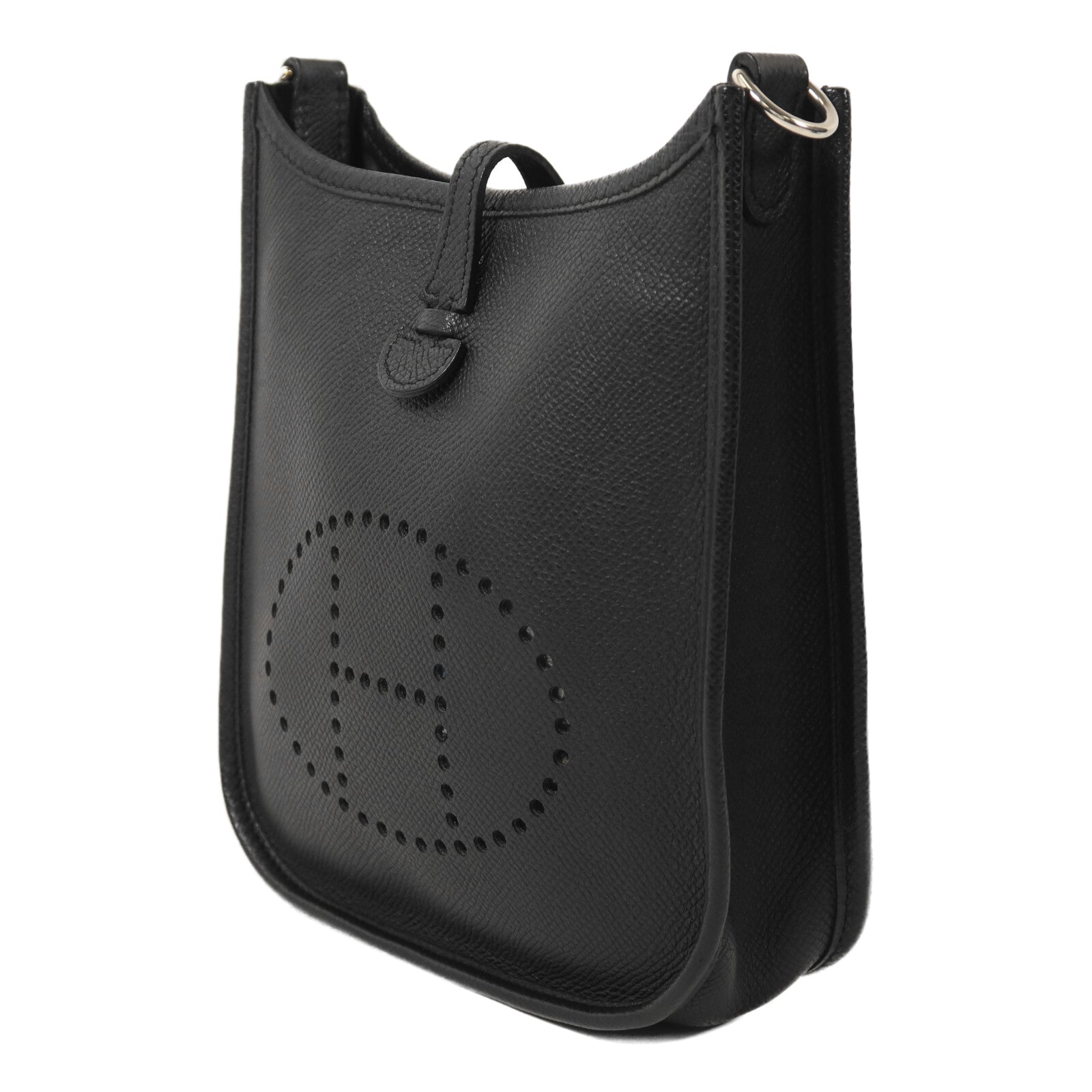 HERMES Epsom皮革Evelyne TPM銀扣肩背袋Noir