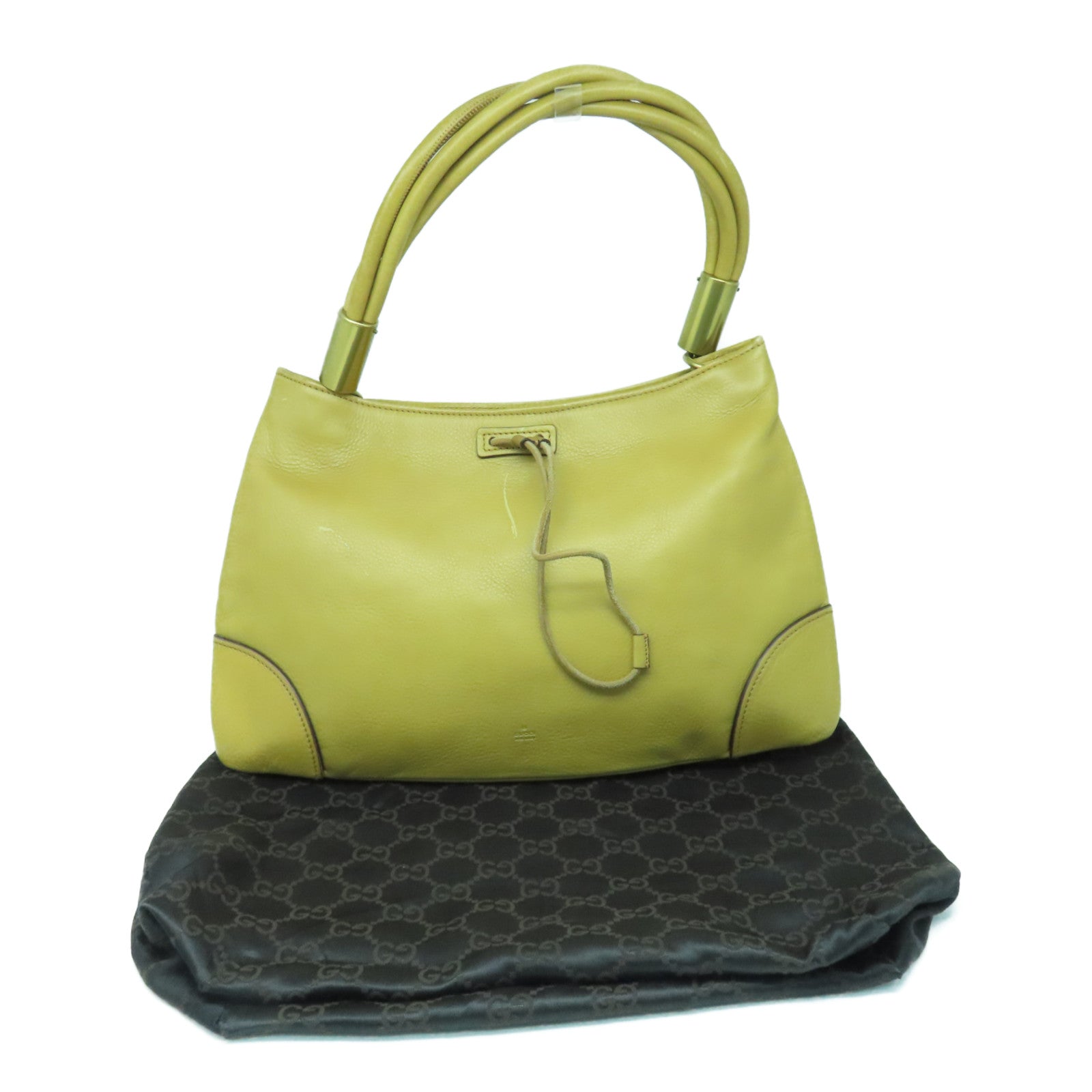 GUCCI 【清倉大減價】牛皮皮革Shoulder Bag金扣肩背袋啡色