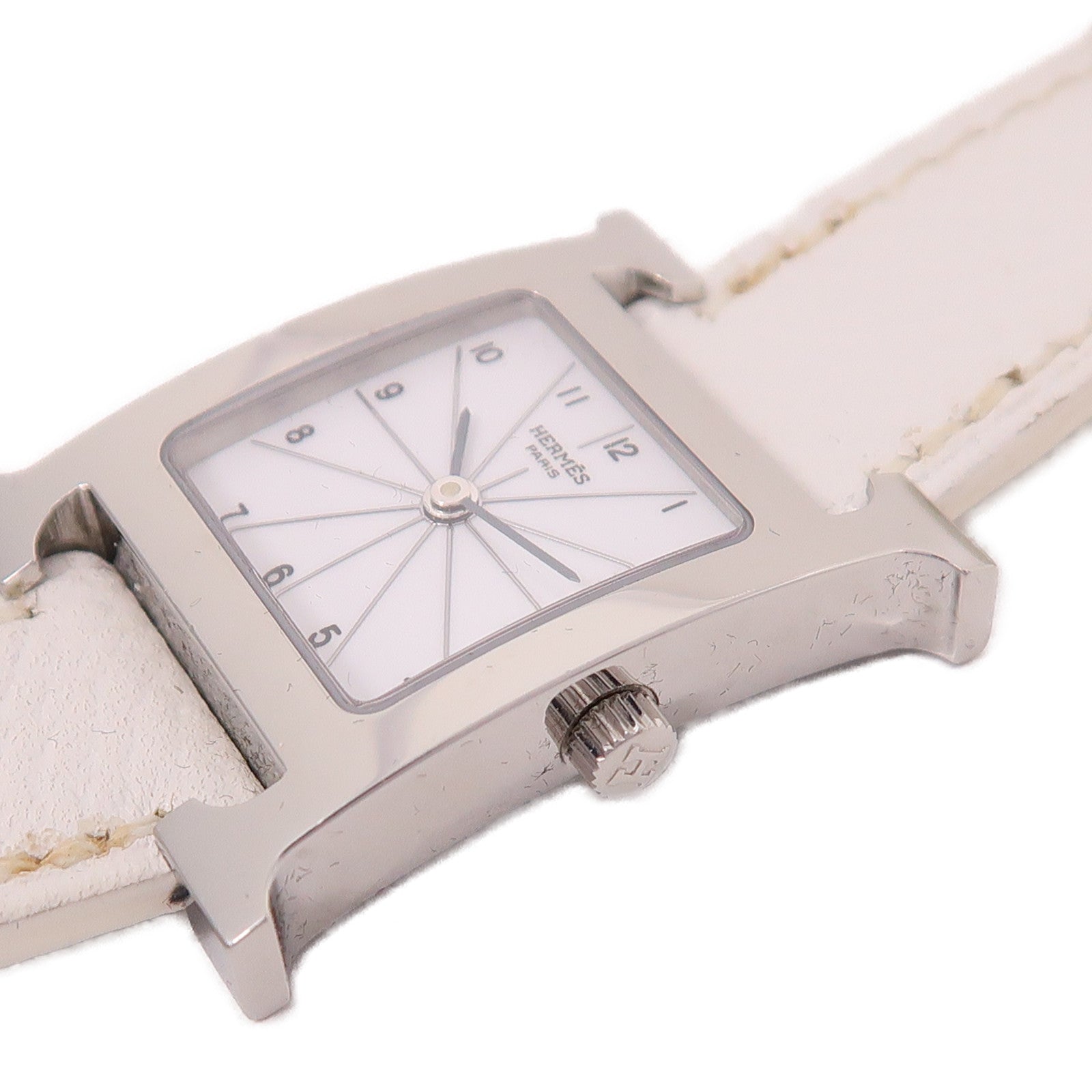 HERMES Heure H Quartz Watch HH1.210 Stainless Steel White