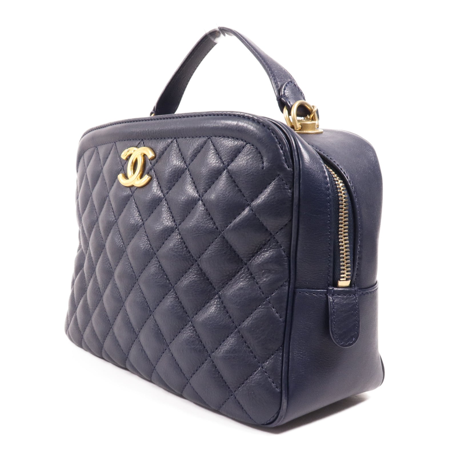CHANEL 牛皮皮革2 Way Shoulder金扣手挽肩背兩用袋