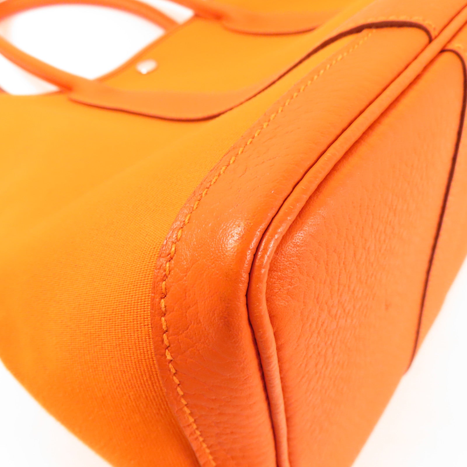 HERMES 帆布Garden Party銀扣手挽袋Orange
