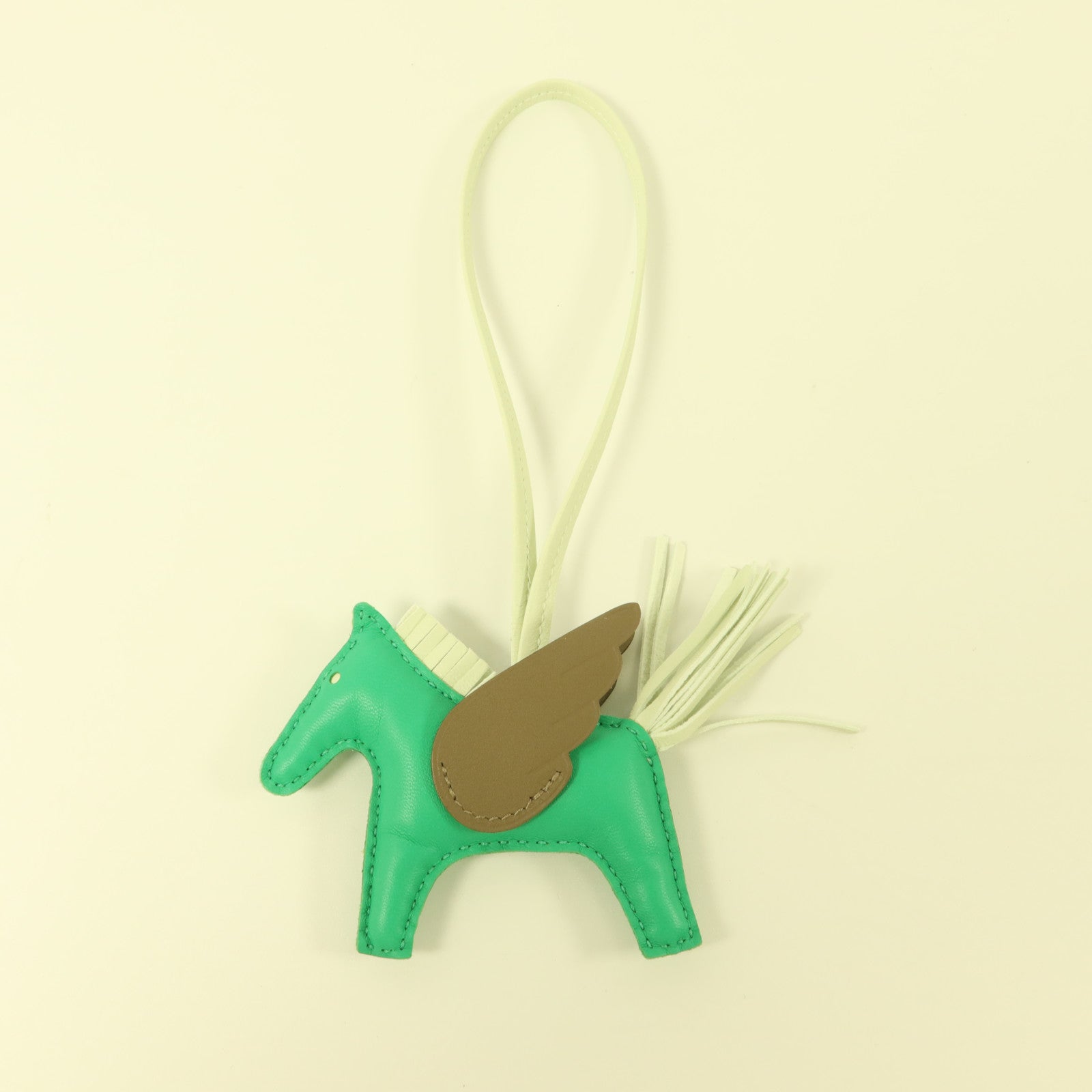 HERMES Milo皮革Rodeo Pegase PM掛飾Menthe/Vert Fizz/Etoupe
